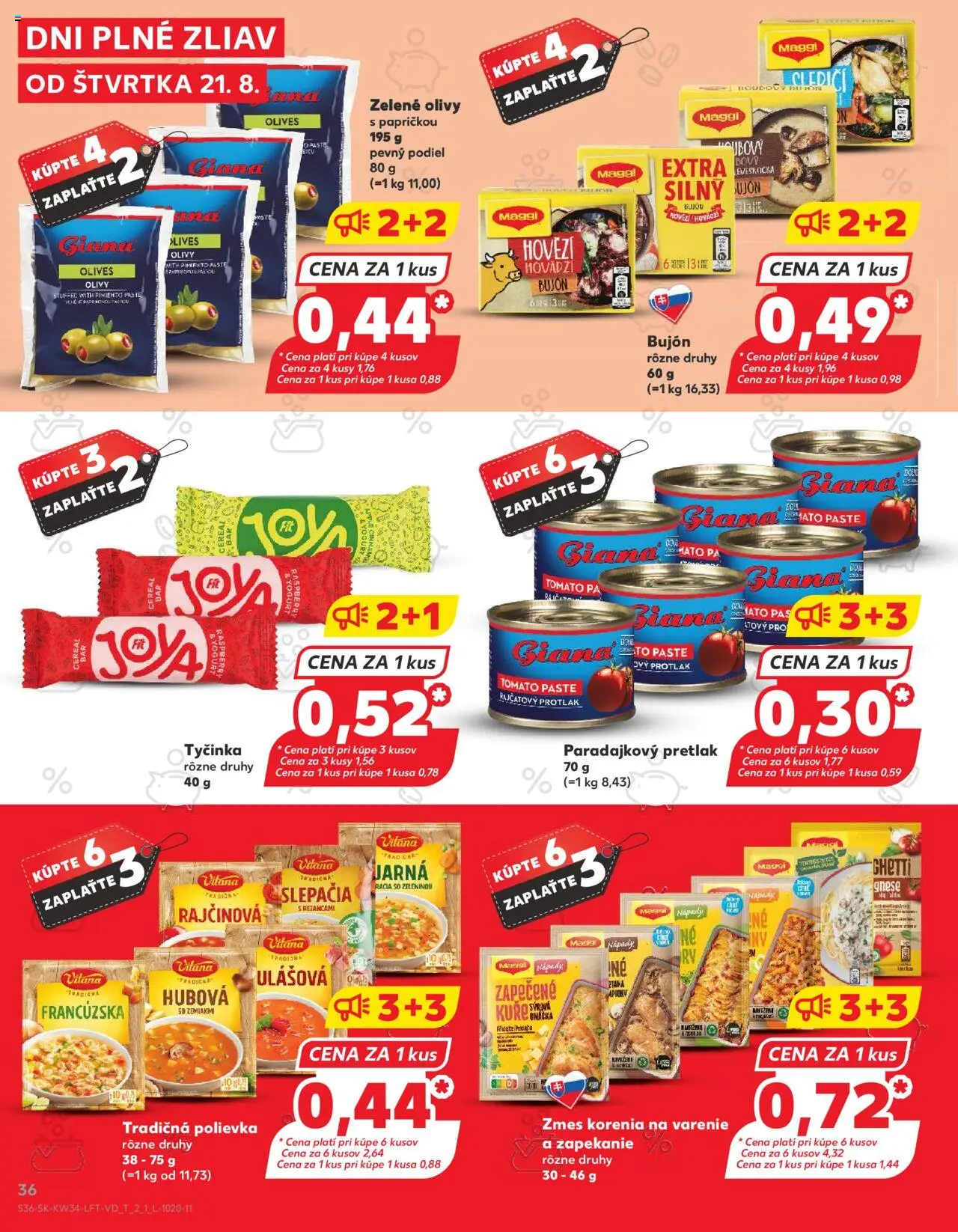 Nové Kaufland akcie – leták je platný od 21.08.2025 | Strana: 36 | Produkty: Pás, Bujón, Olivy
