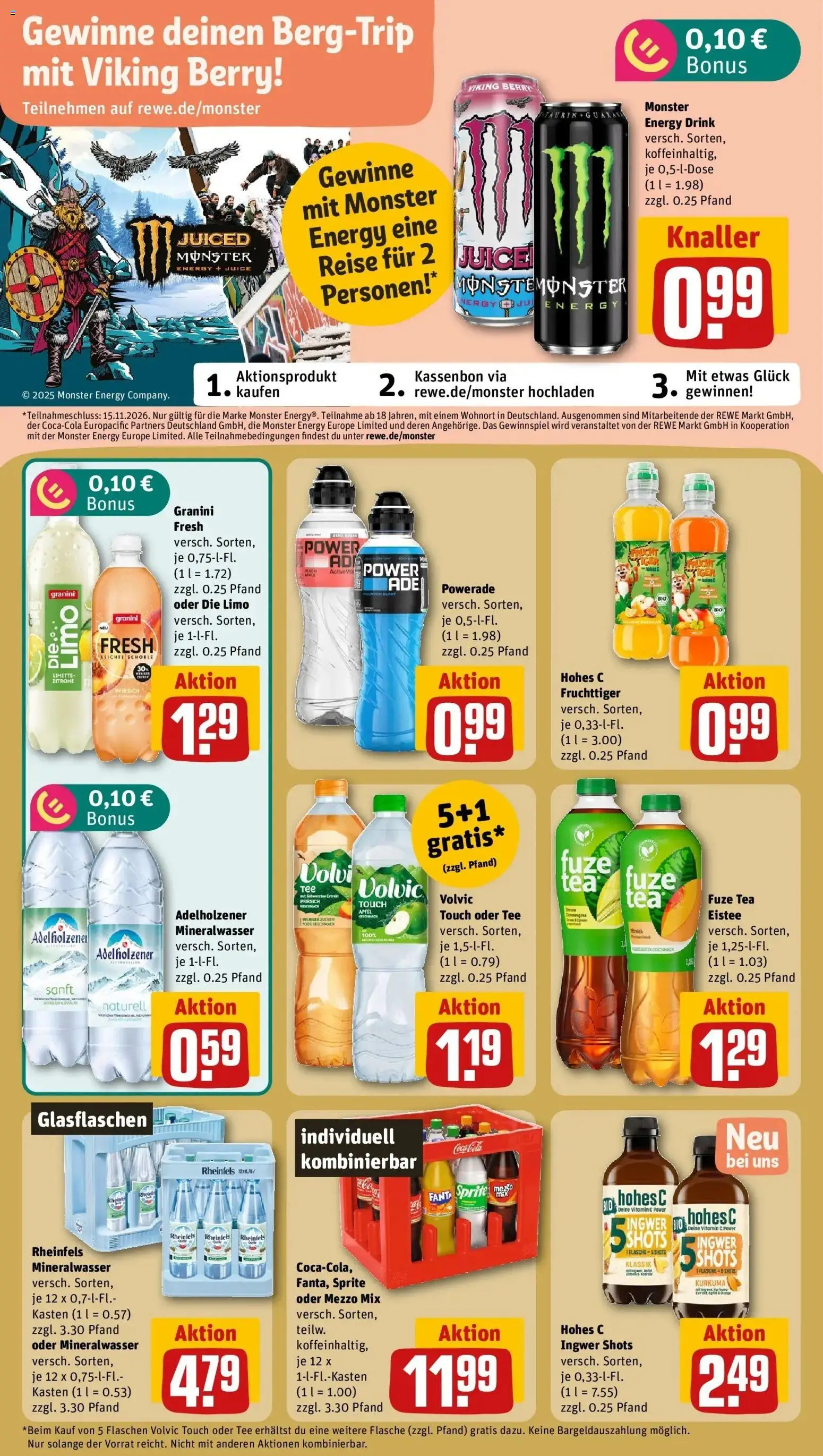 REWE Prospekt ab 26.10.2026 zum Blättern » Angebote | Seite: 20 | Produkte: Fuze tea, Äpfel, Monster, Oder mezzo mix