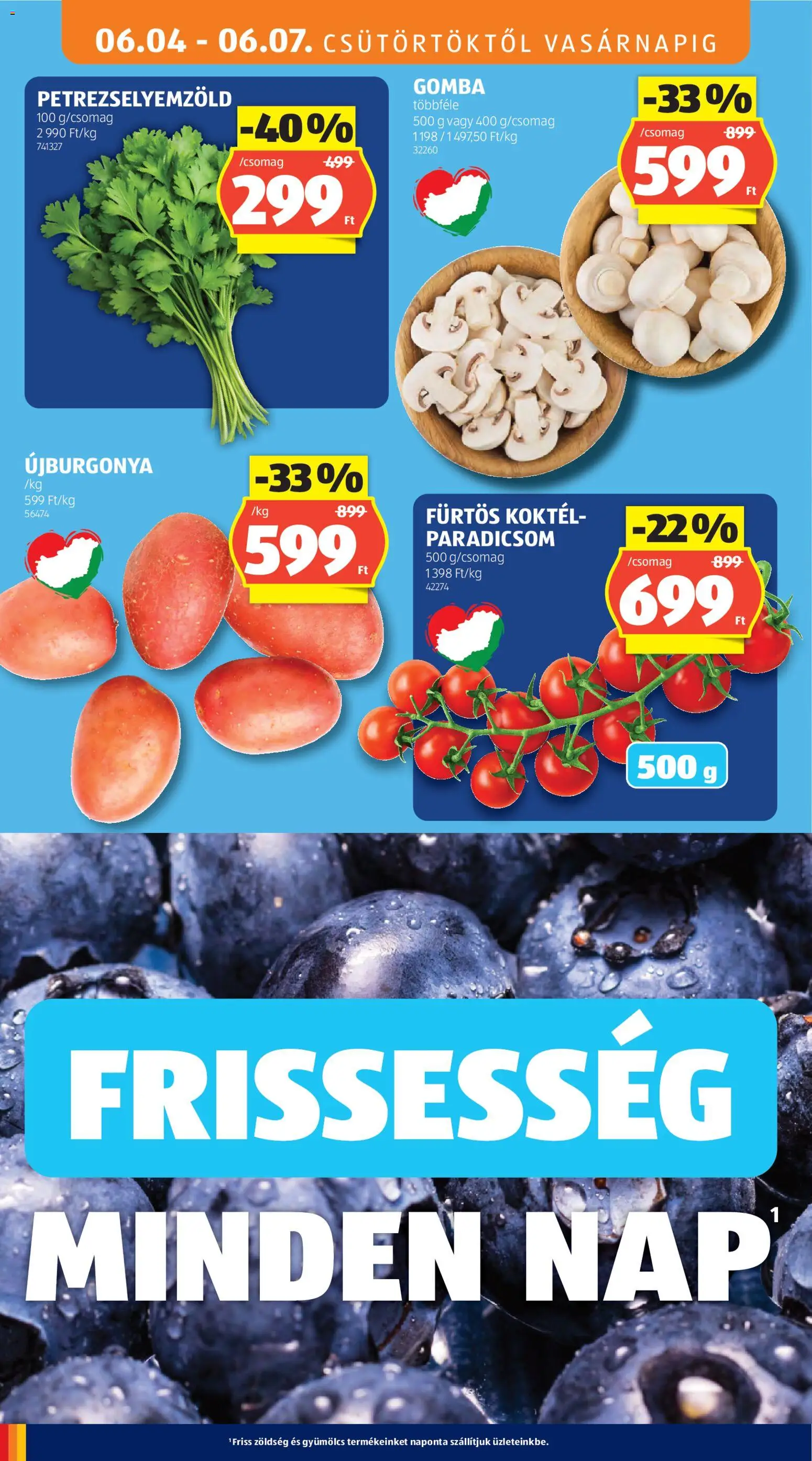 Aldi akciós ujság - amely érvényes a következő dátumtól: 04.06.2026 | Oldal: 10 | Termékek: Gyümölcs, Petrezselyemzöld, Zöldség, Paradicsom