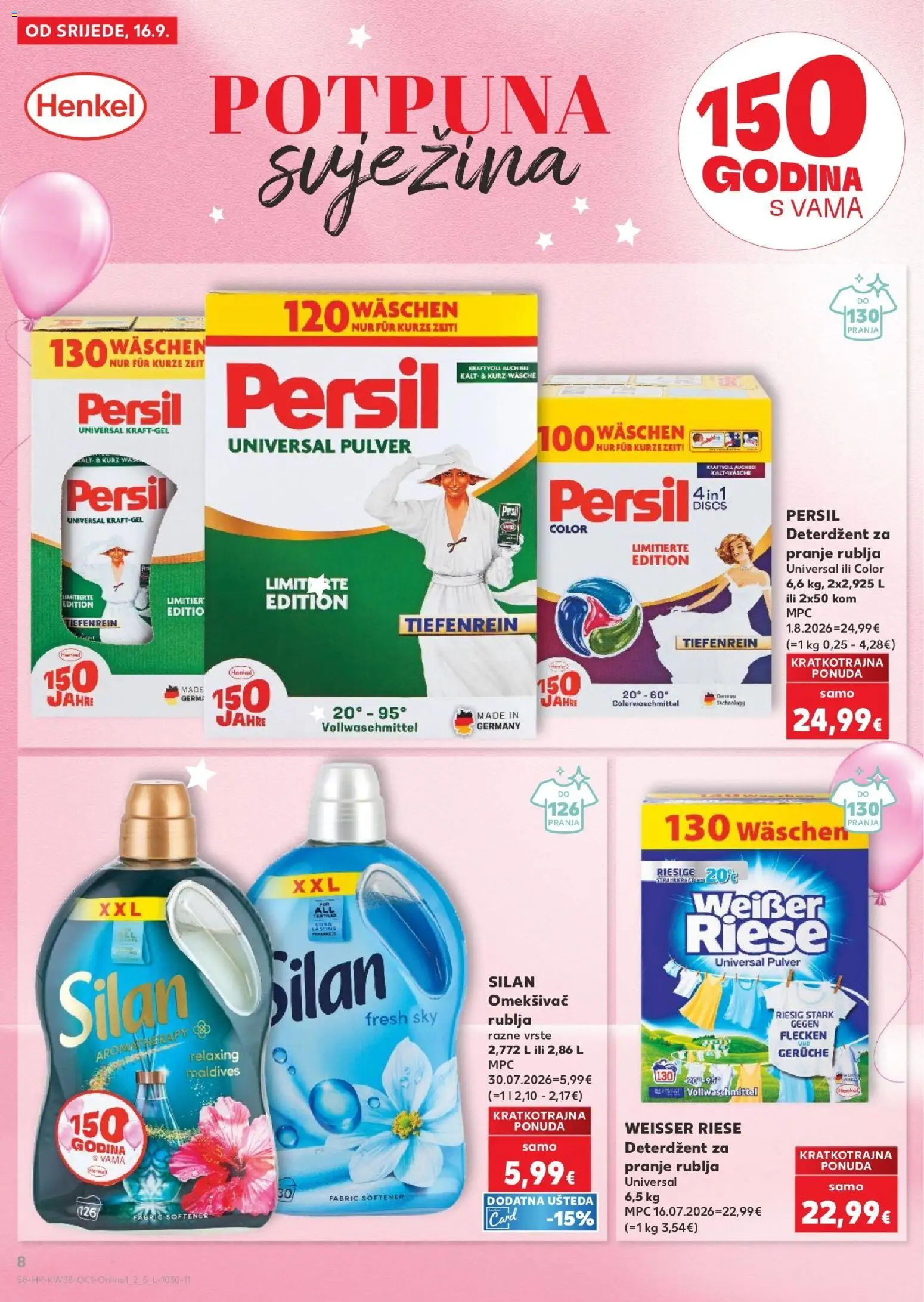 Kaufland katalog | vrijedi od 16.09.2026 | Stranica: 8 | Proizvodi: Deterdžent za pranje rublja, Deterdžent, Persil, Weisser Riese