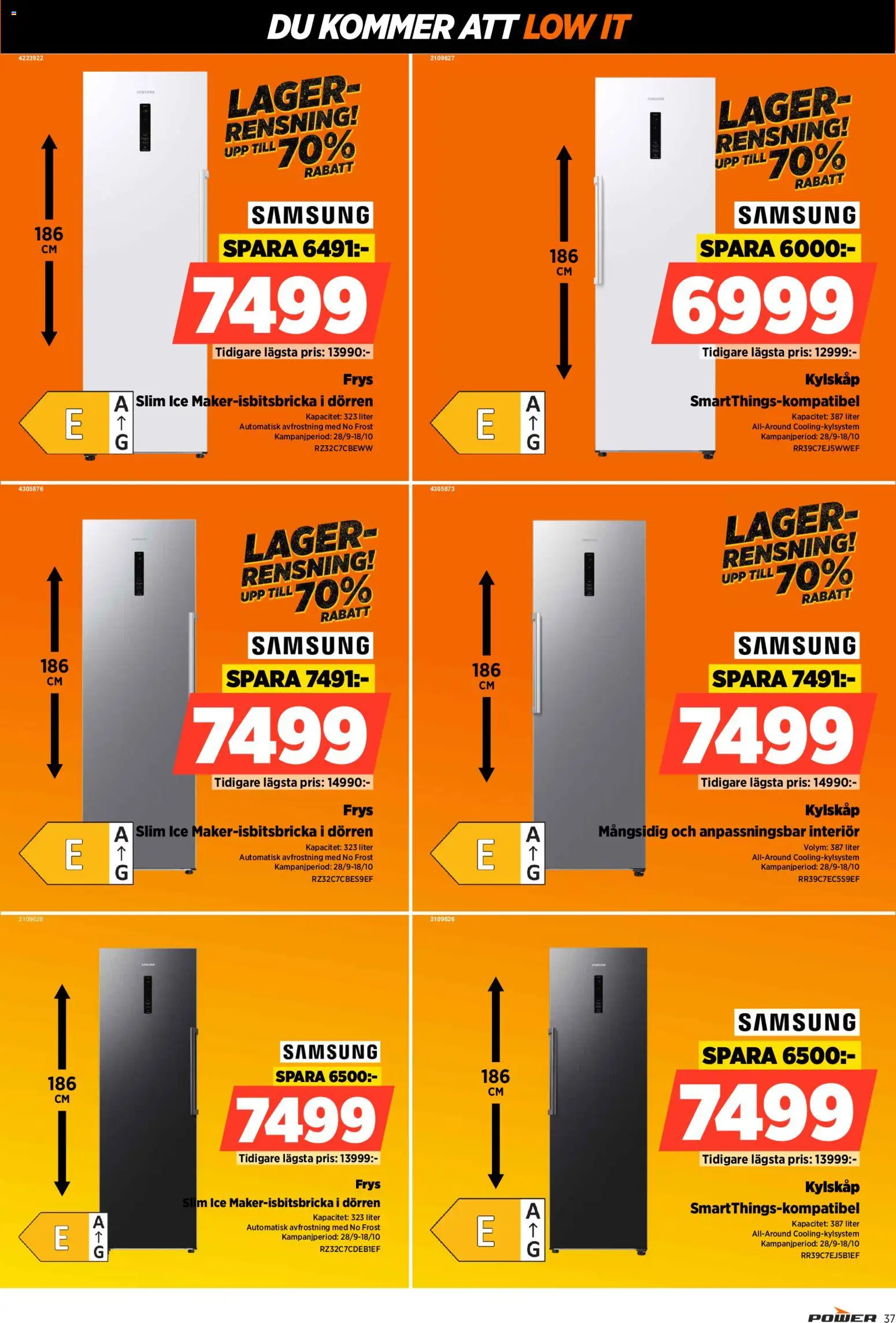 Power reklamblad aktuell från 28/09/2026 | Sida: 37 | Produkter: Kylskåp, Frys