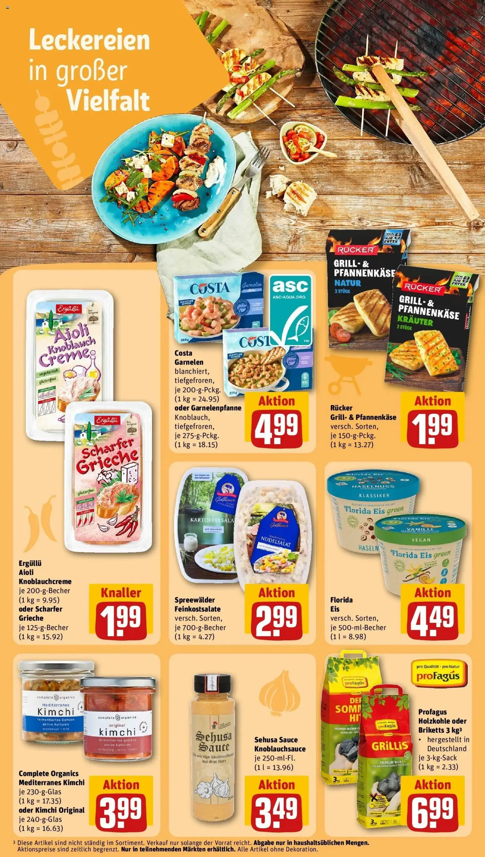 REWE Prospekt ab 03.08.2026 zum Blättern » Angebote | Seite: 18 | Produkte: Grill, Garnelen, Knoblauch, Eis