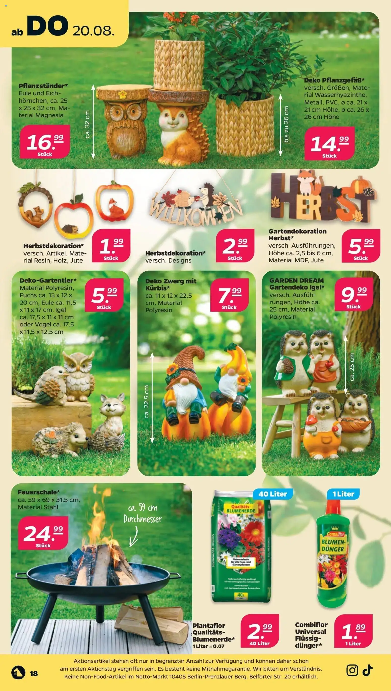 Netto - Netto APS : Wochenangebote ab 17.08.2026 → Angebote nächste Woche | Seite: 20 | Produkte: Blumen, Blumenerde