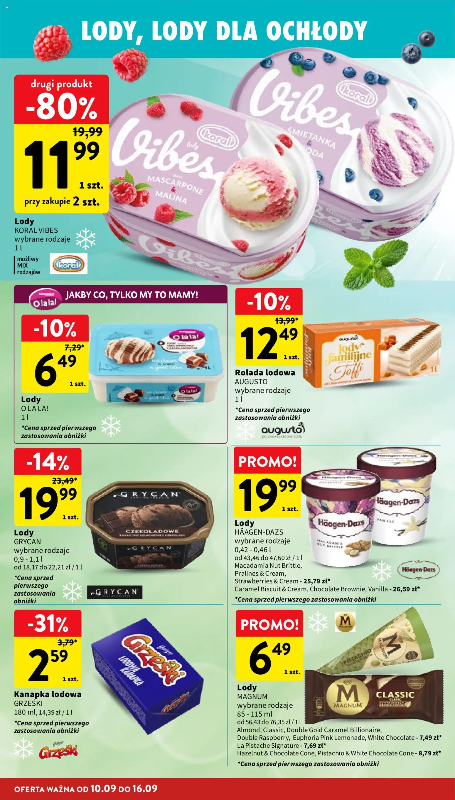 Intermarche gazetka od 10.09.2026 | Strona: 22 | Produkty: Malina, Rolada lodowa, Mascarpone, Lody koral