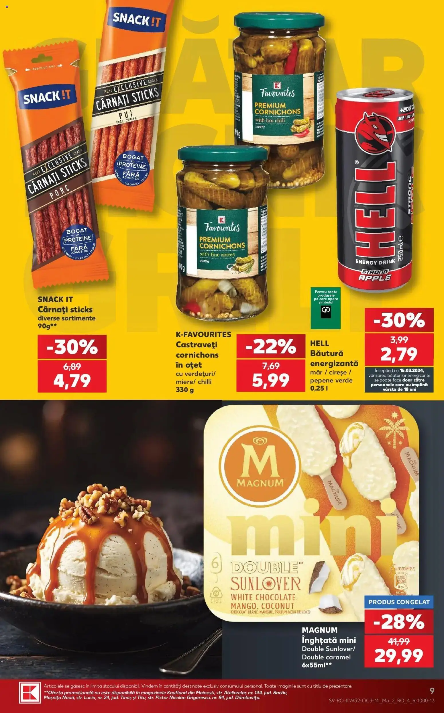 Noul catalog Kaufland – valabil de la 05.08.2026 | Pagină: 9 | Produse: Proteine, Carnati sticks, Cireșe, Cârnați