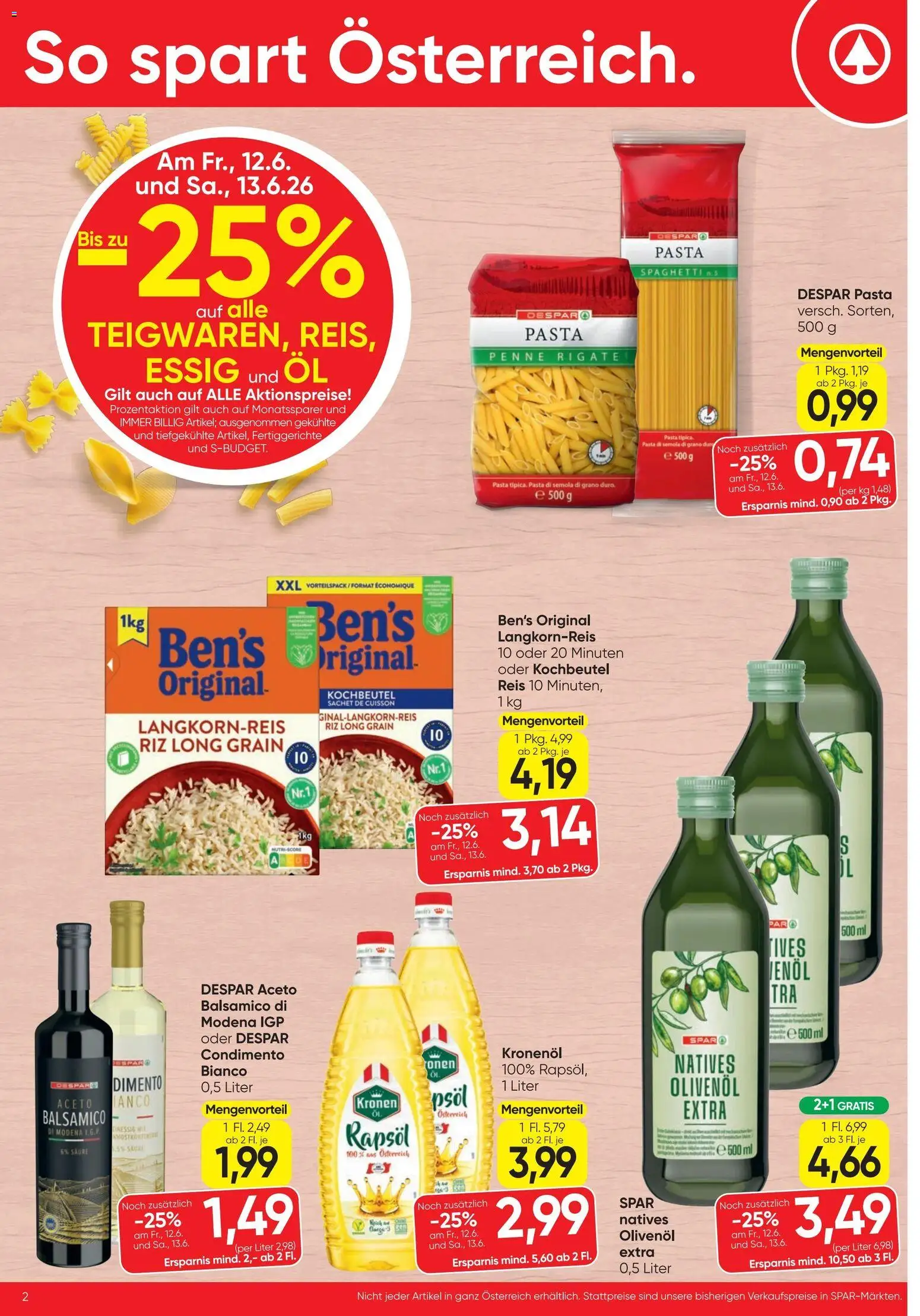Spar - Flugblatt gültig ab 11.06.2026 | Seite: 2 | Produkte: Fertiggerichte, Hajdina liszt, Öl, Reis