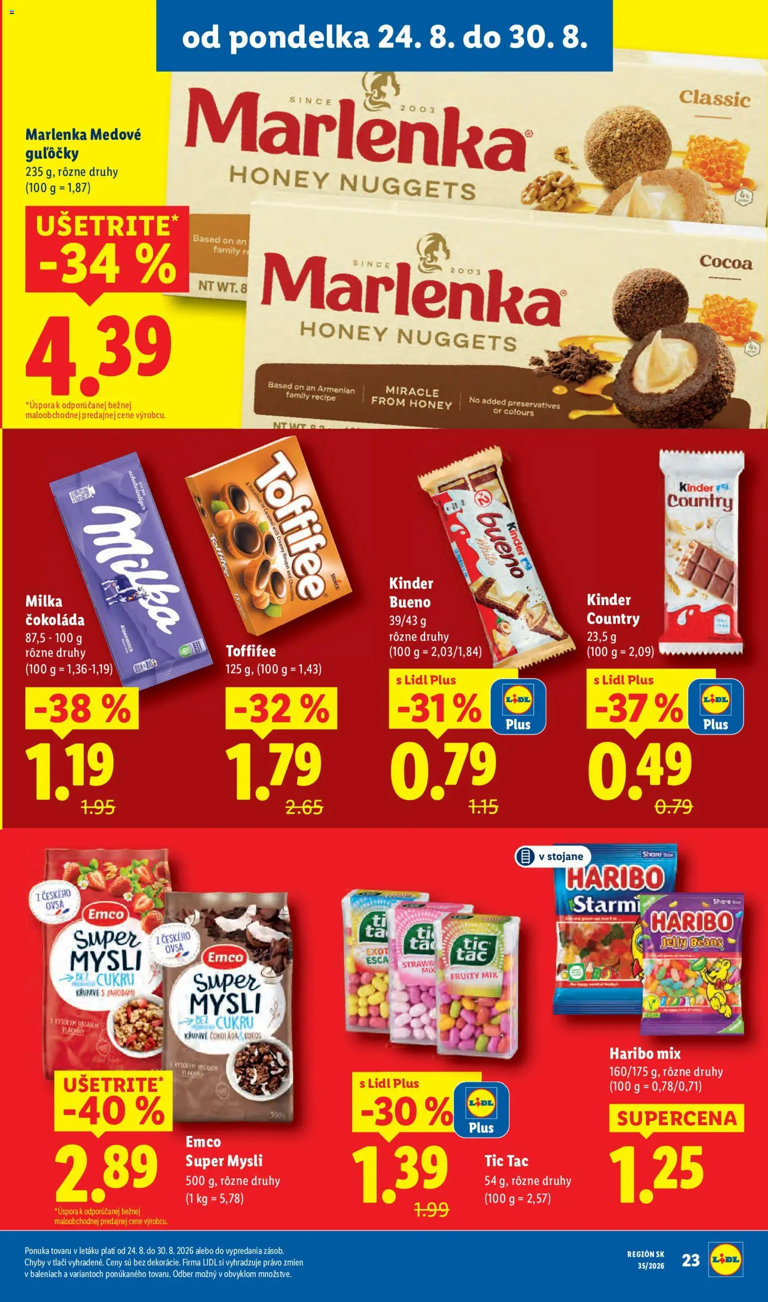 Nové Lidl akcie – leták je platný od 24.08.2026 | Strana: 27 | Produkty: Kinder, Kinder Bueno, Čokoláda, Milka