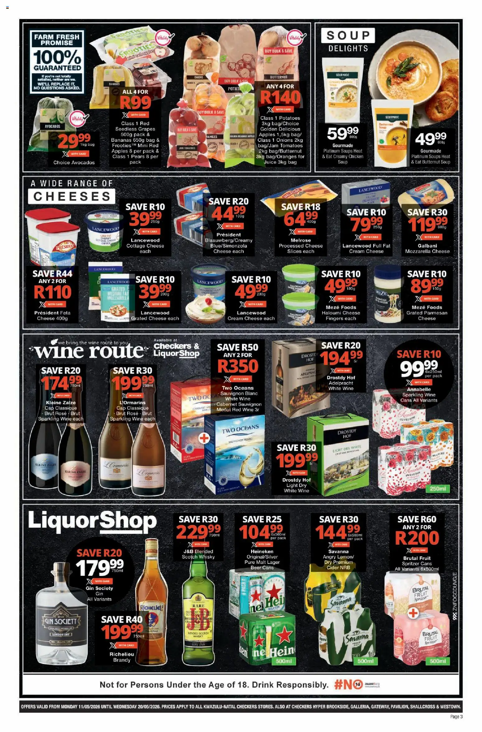 New Checkers catalogue – valid from 11.05.2026 | Page: 3 | Products: Bag, Cider, Wine, Bananas