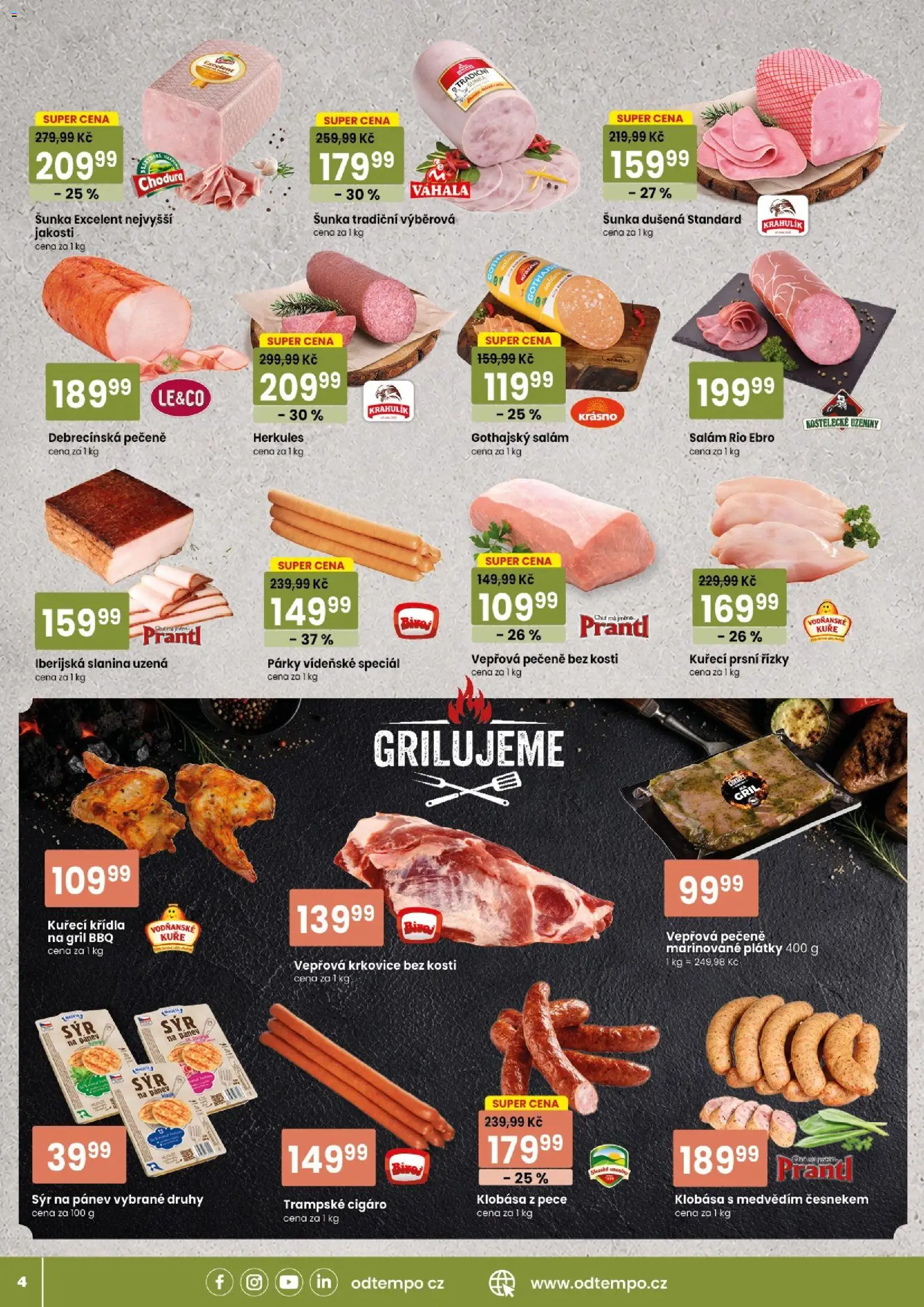 Tempo leták - Tuty od 15.07.2026 | Strana: 4 | Produkty: Sýr, Vepřová krkovice bez kosti, Kuře, Slanina