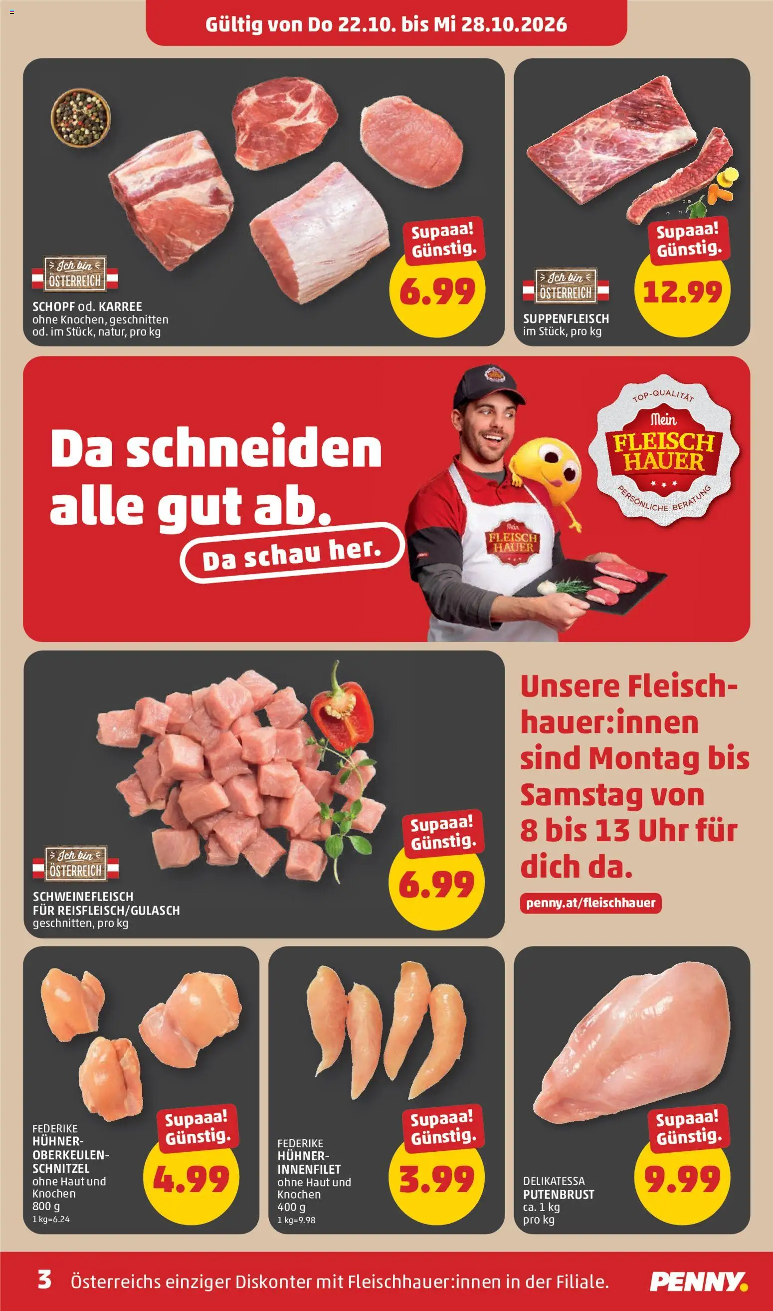 Penny Markt Eröffnung gültig ab 22.10.2026 | Seite: 3 | Produkte: Putenbrust, Uhr, Schweinefleisch