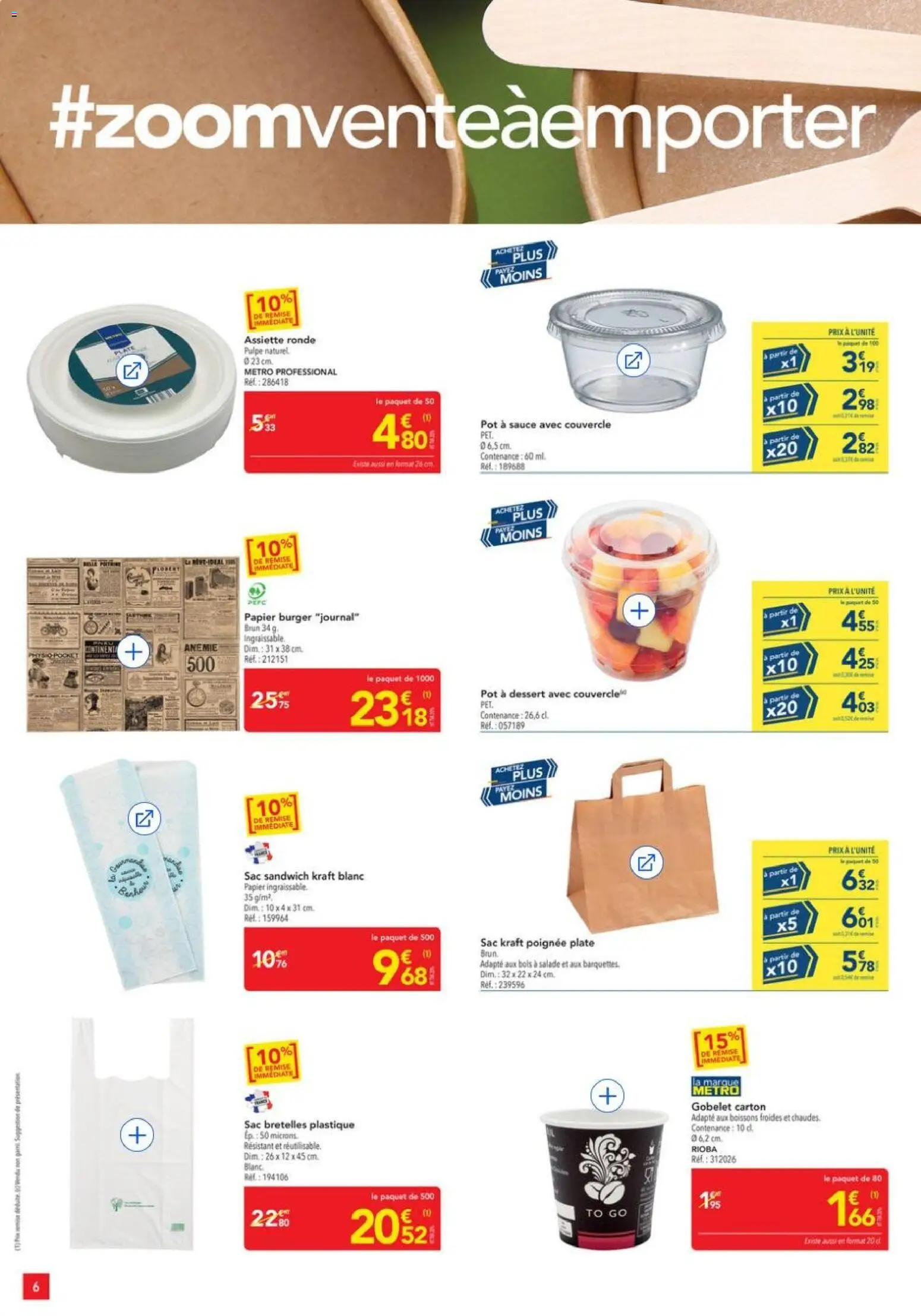 {H1} | Page: 6 | Produits: Couvercle, Boissons, Sandwich, Dessert