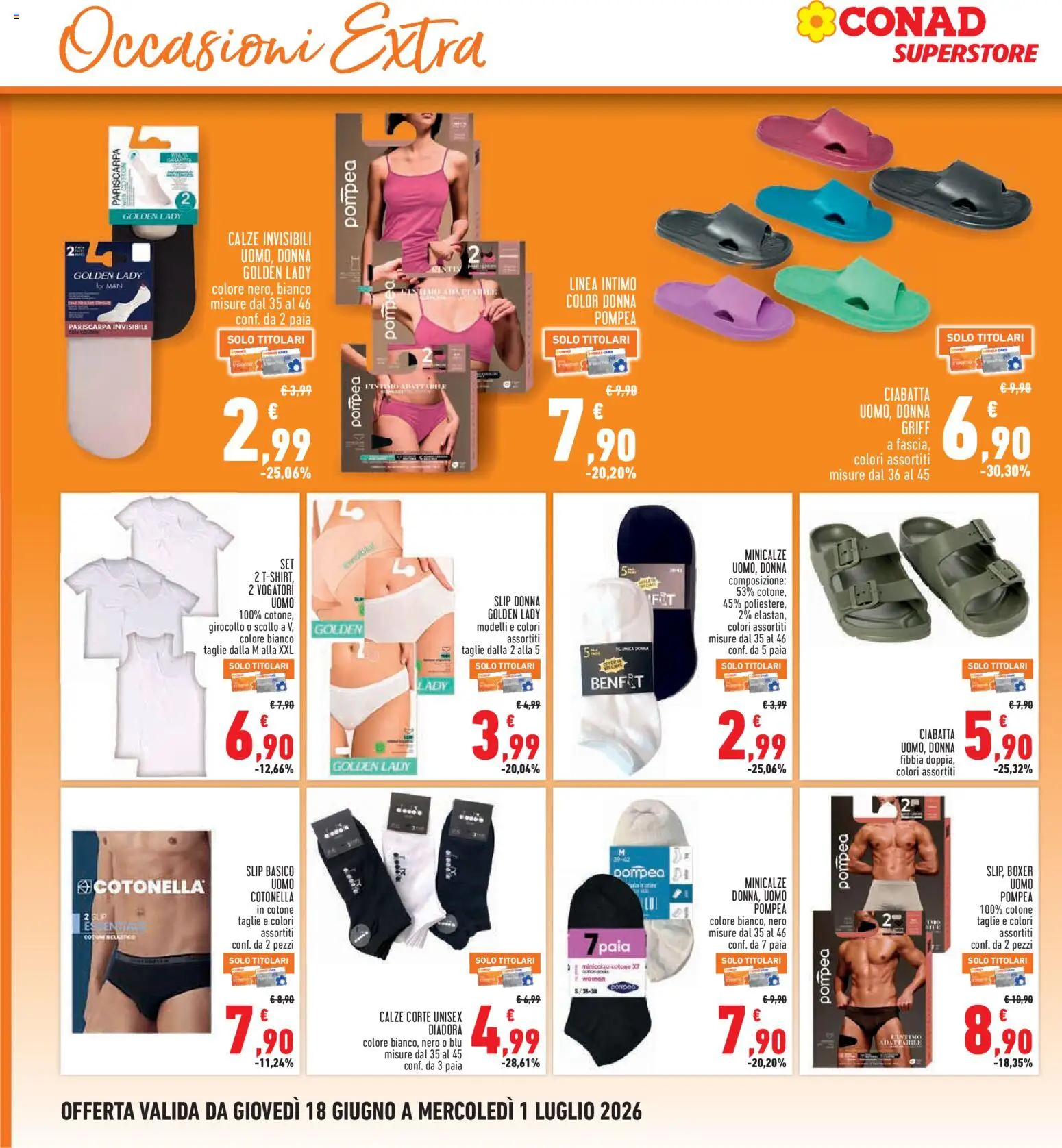 Volantino Conad del 18.06.2026 | Pagina: 26 | Prodotti: Intimo, Slip, Boxer