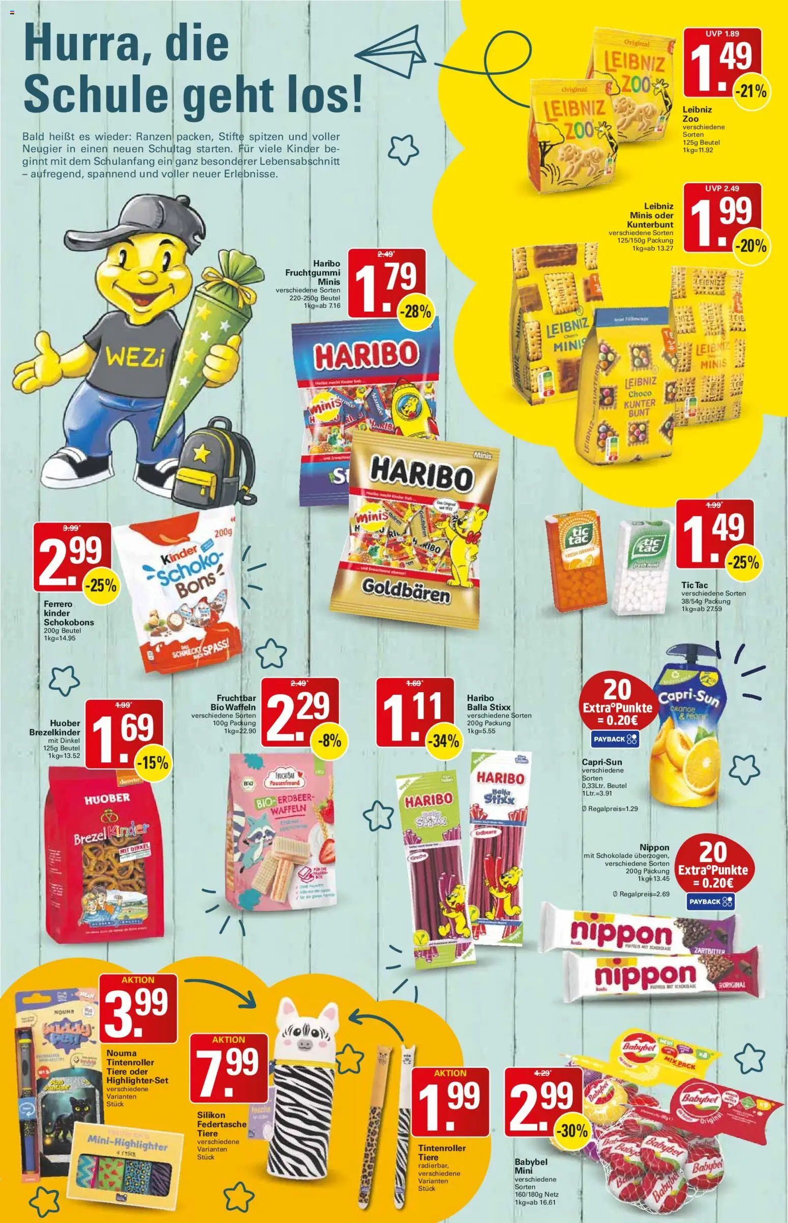 WEZ Prospekt – gültig ab 10.08.2026 | Seite: 9 | Produkte: Haribo, Schokolade, Waffeln, Babybel