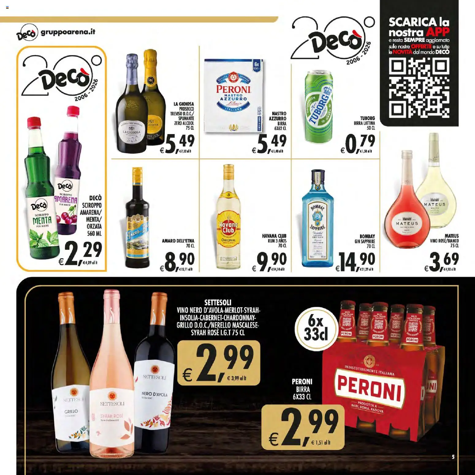 Volantino Decò del 21/07/2026 | Pagina: 5 | Prodotti: Birra, Gin, Prosecco, Rum