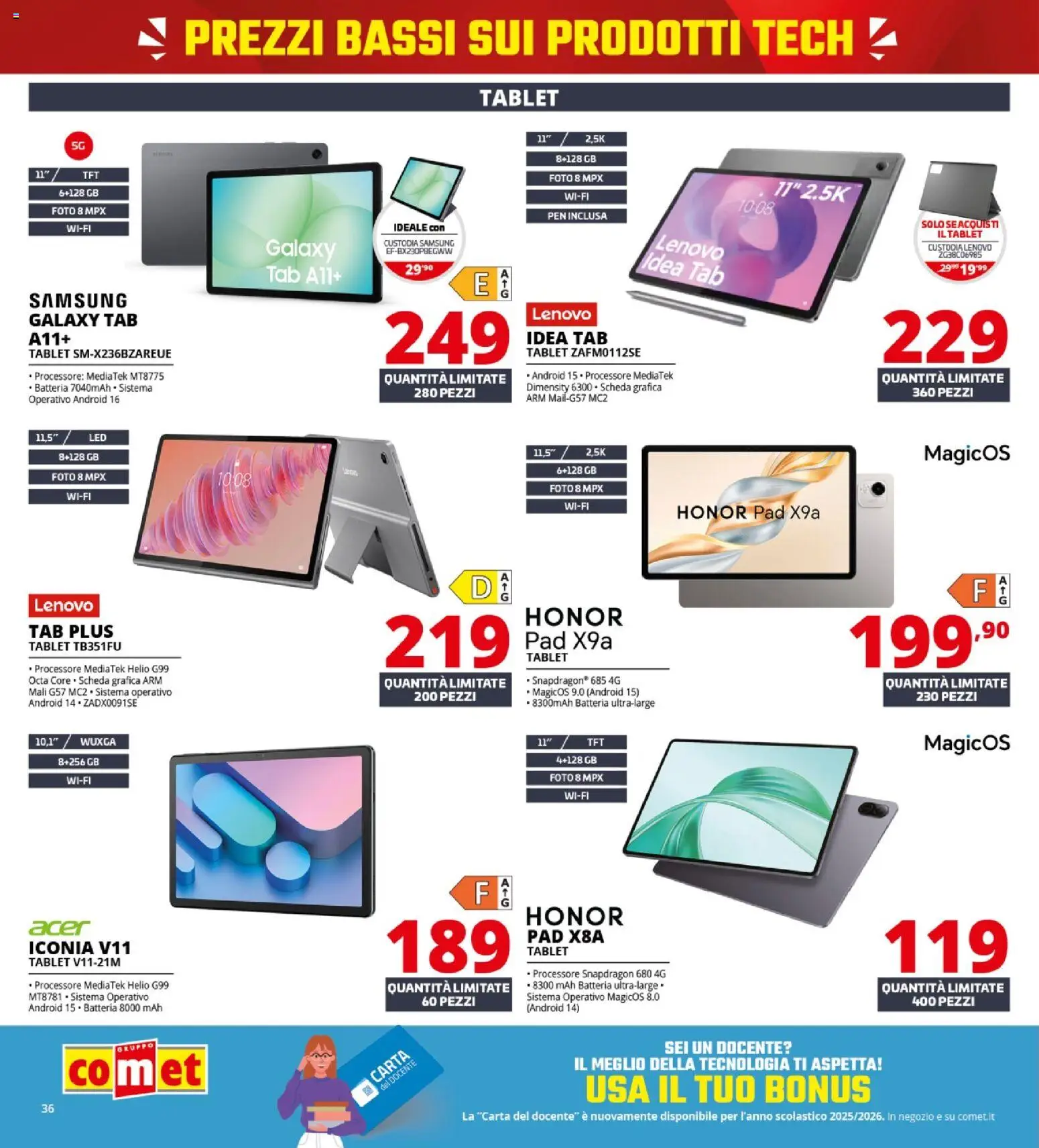 Volantino Comet del 21.05.2026 | Pagina: 36 | Prodotti: Samsung Galaxy, Tablet, Batteria, Samsung