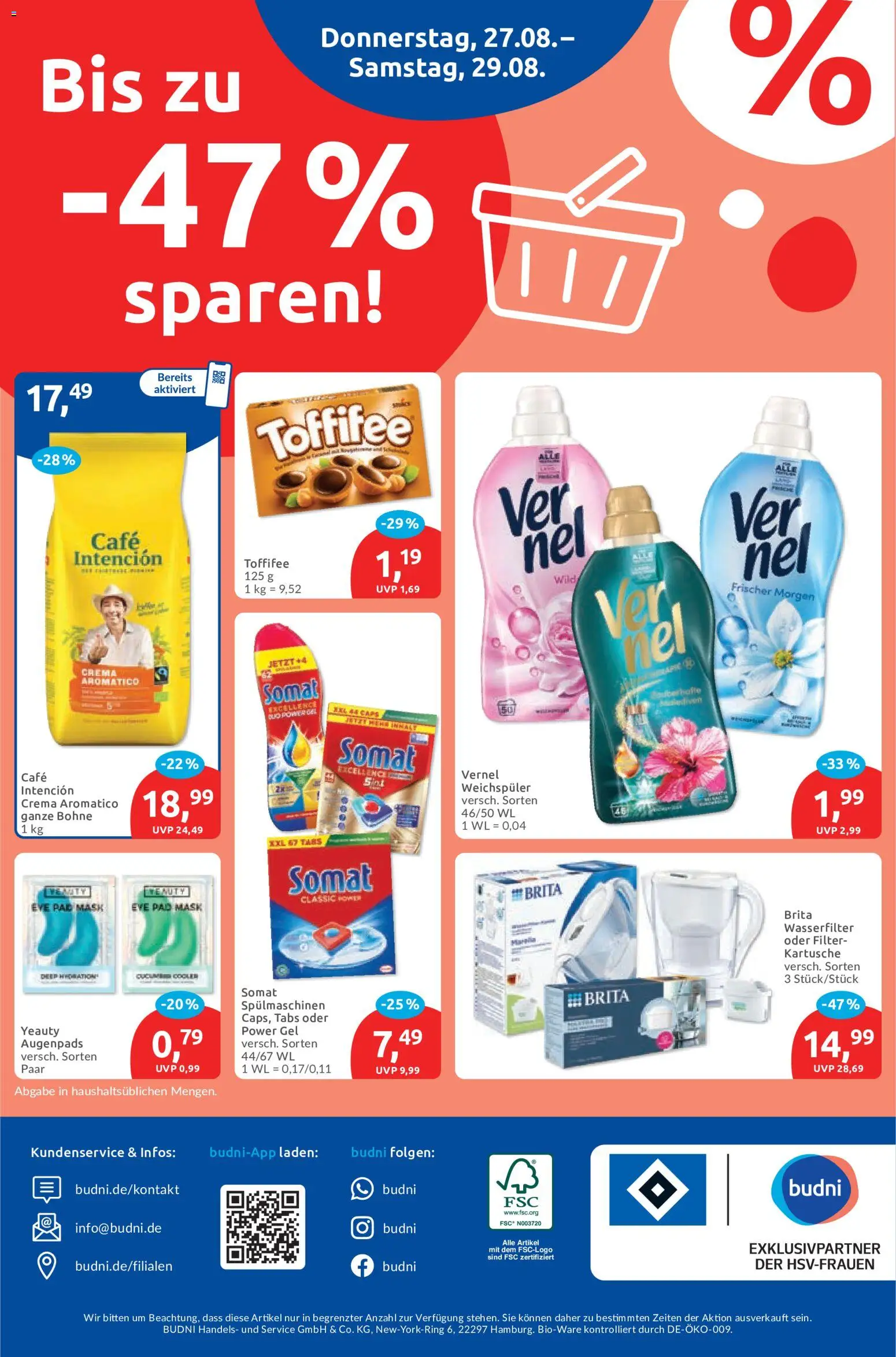 Budni Prospekt – gültig ab 24.08.2026 | Seite: 8 | Produkte: Weichspüler, Toffifee, Vernel