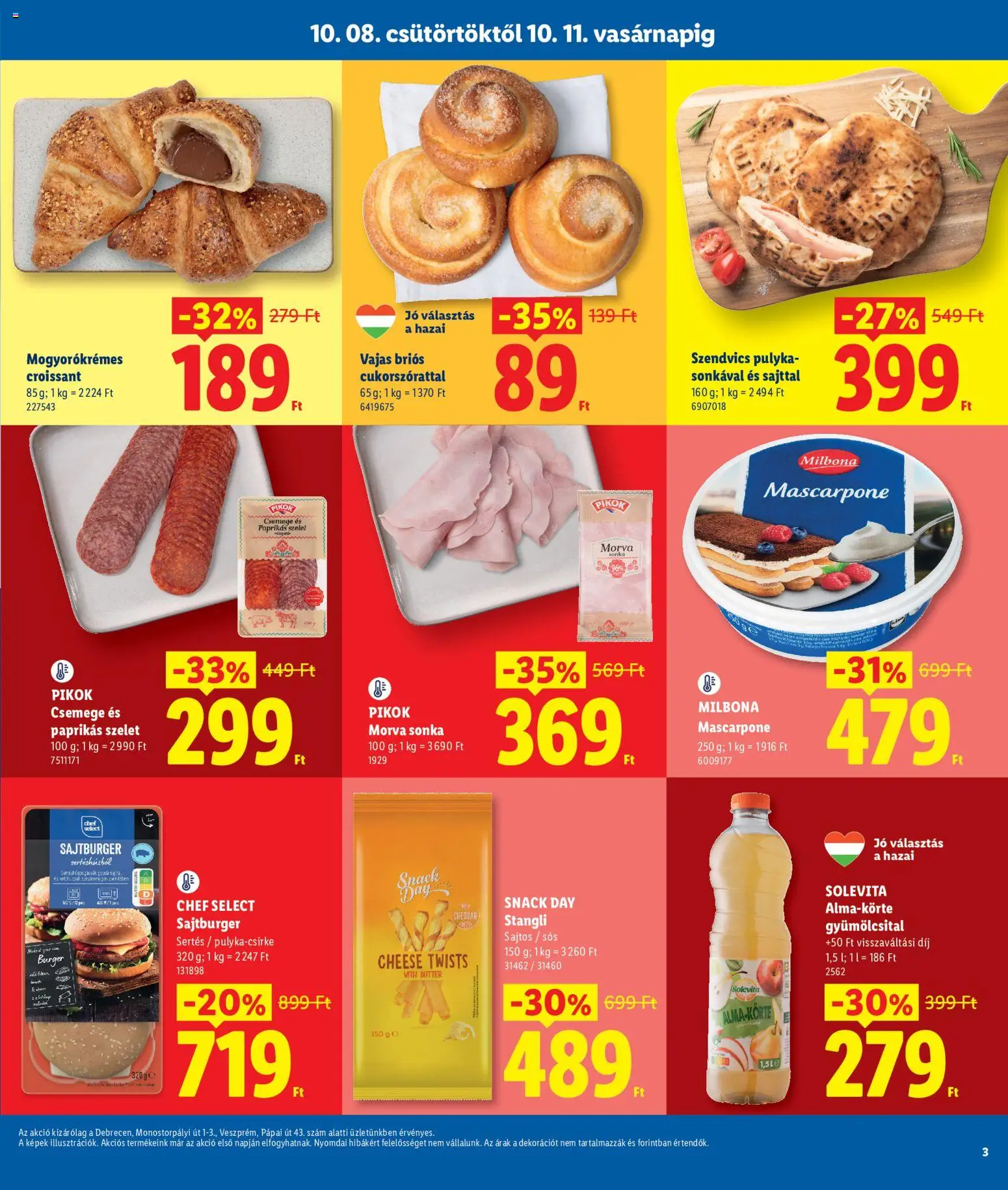 Lidl akciós ujság - amely érvényes a következő dátumtól: 2026.10.08. | Oldal: 3 | Termékek: Szendvics, Pikok, Stangli, Briós