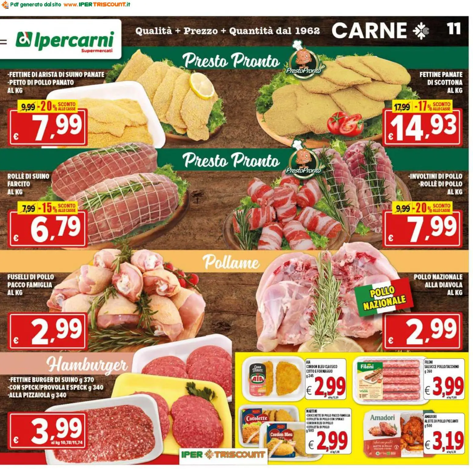Volantino Ipertriscount del 06.03.2026 | Pagina: 11 | Prodotti: Petto di Pollo, Spinaci, Crocchette, Hamburger