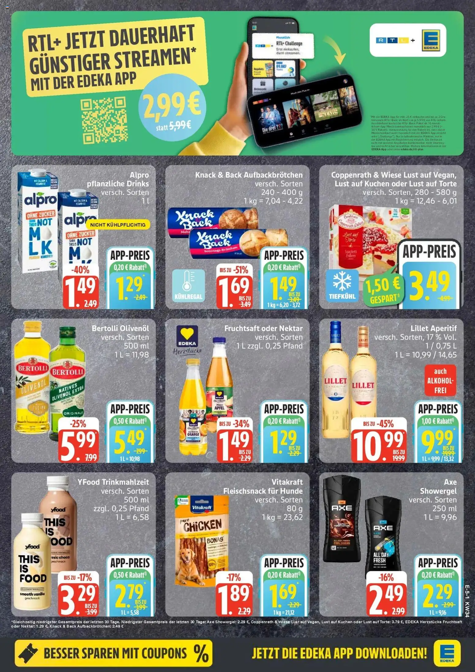 Edeka Prospekt Lübeck (ab 17.08.2026) » Angebote Online | Seite: 5 | Produkte: Bertolli olivenol, Zucker, Axe, Fruchtsaft