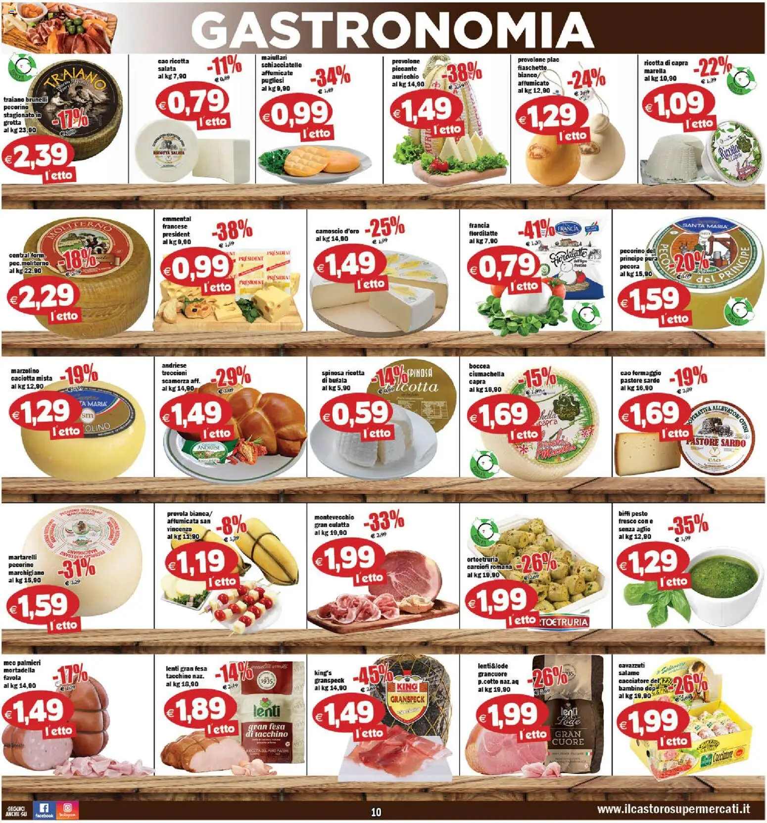 Volantino Il Castoro del 10/07/2026 | Pagina: 10 | Prodotti: Salame, Formaggio, Mortadella, Emmental