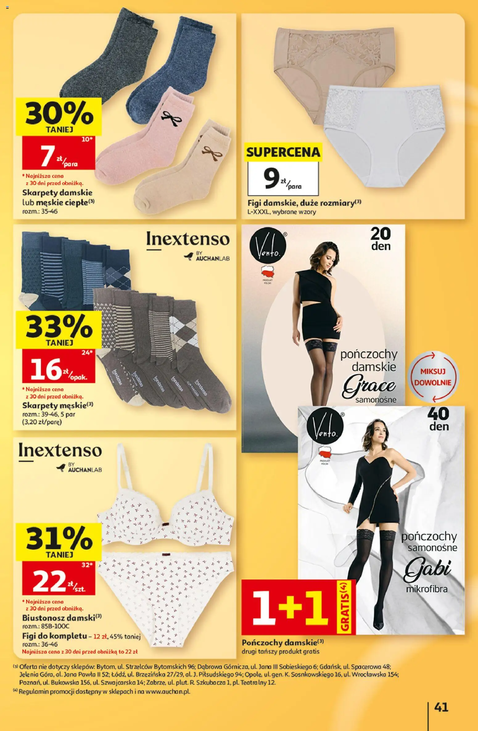 Auchan gazetka - Hipermarket od 15.10.2026 | Strona: 41 | Produkty: Biustonosz, Skarpety, Skarpety damskie, Pończochy