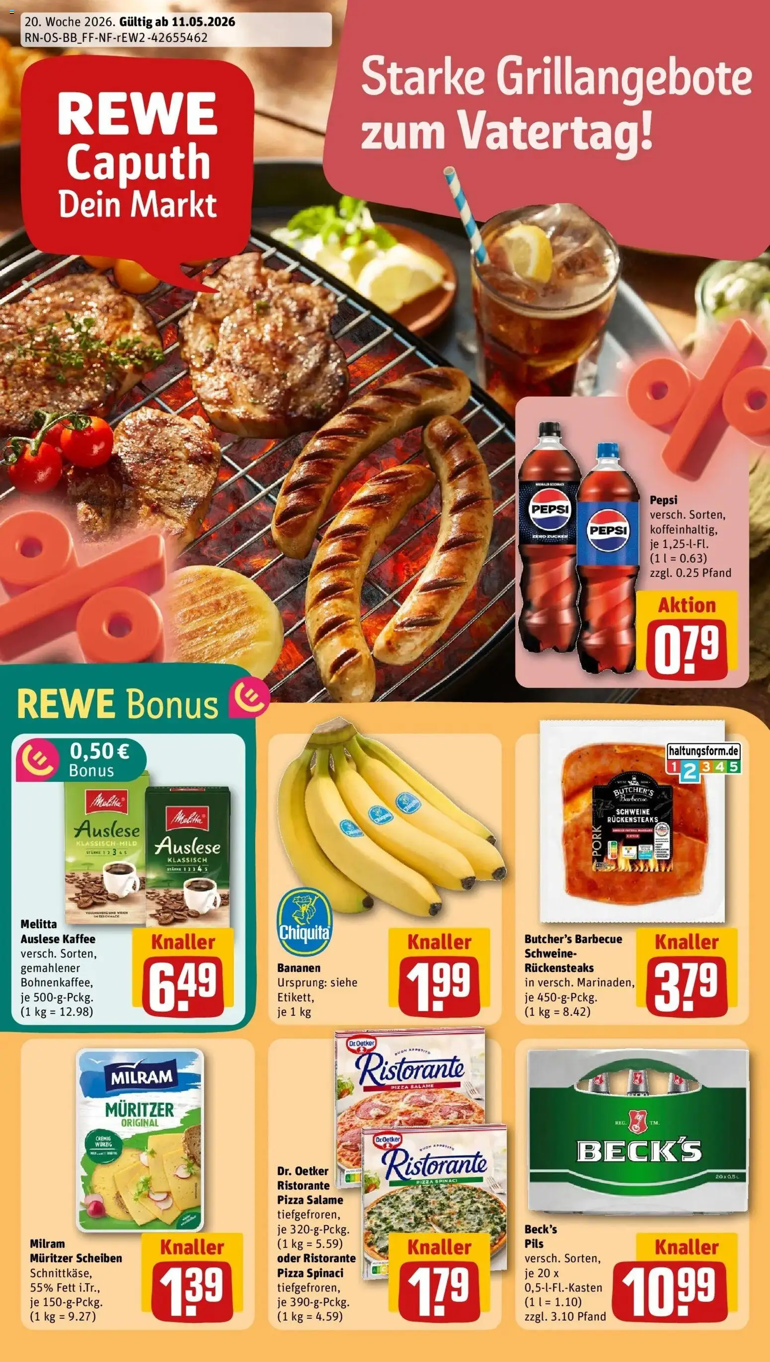 Rewe Prospekt Schwielowsee / Caputh	 – gültig ab 10.05.2026 | Seite: 1 | Produkte: Melitta, Kaffee, Bananen, Steak