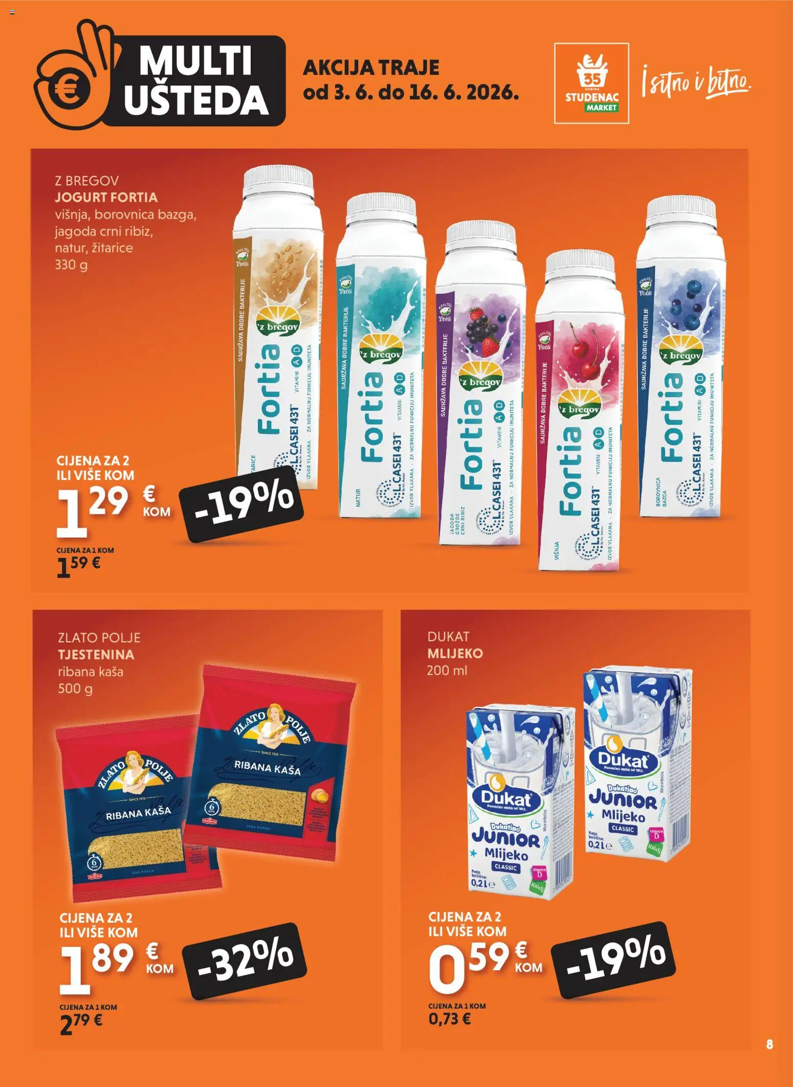 Studenac katalog | vrijedi od 03.06.2026 | Stranica: 8 | Proizvodi: Jogurt, Žitarice, Borovnica, Grožđe