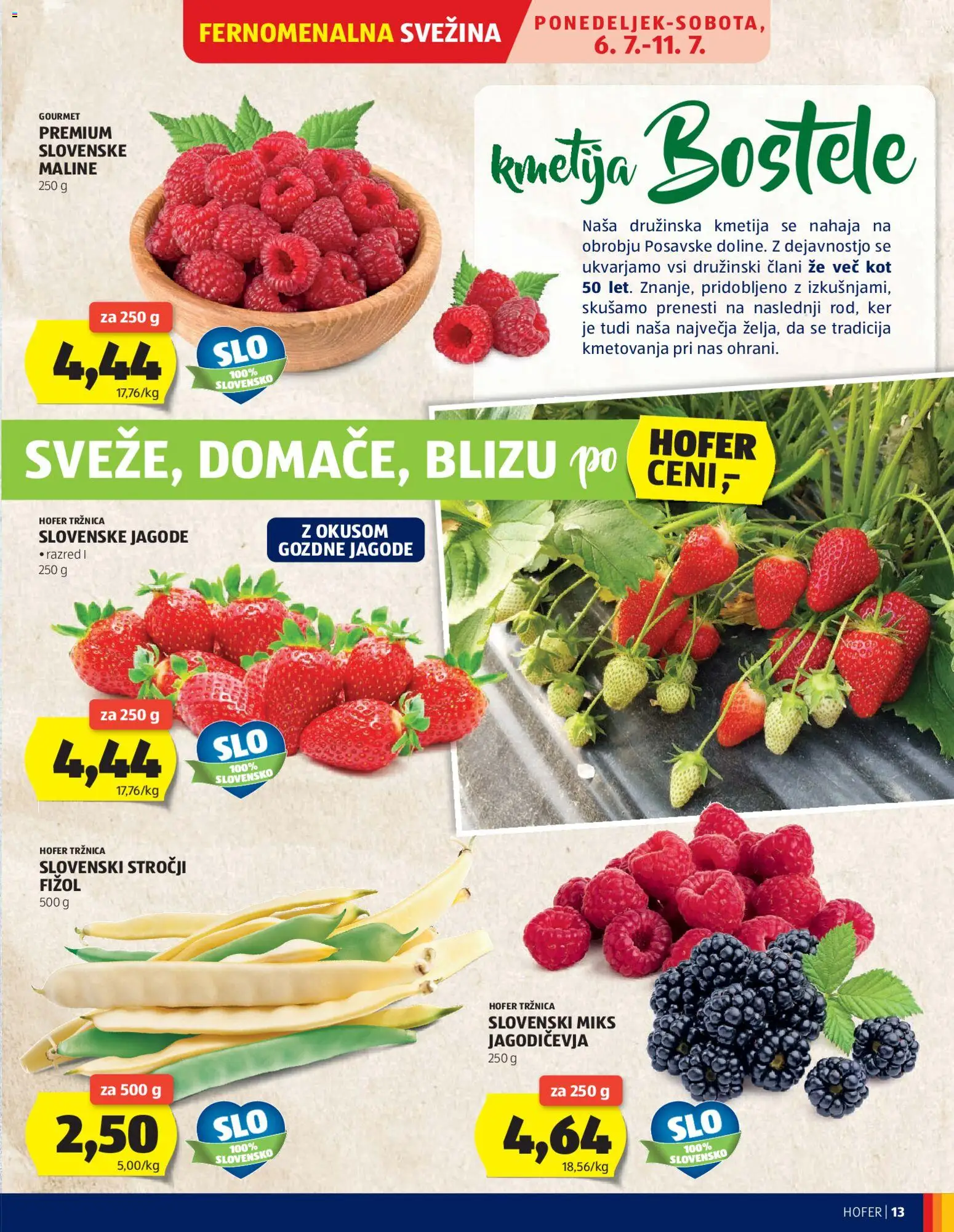 Novi Hofer katalog ponudbe – veljaven od 01.07.2026 | Stran: 13 | Izdelki: Maline, Jagode