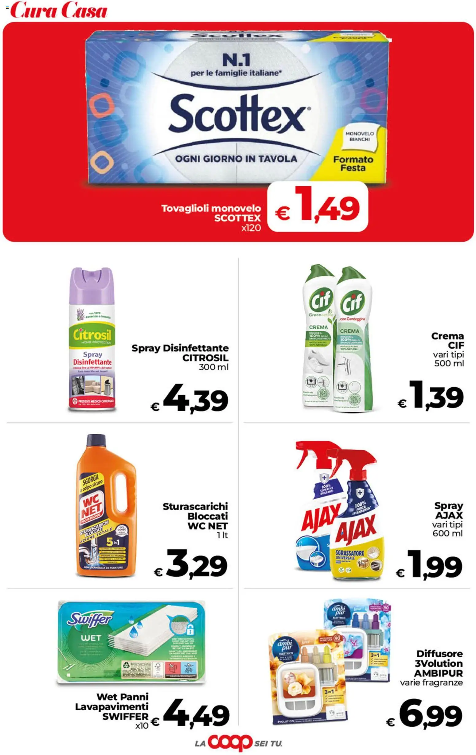 Volantino COOP del 22/09/2026 | Pagina: 39 | Prodotti: Crema, Spray disinfettante, Sgrassatore, Panni