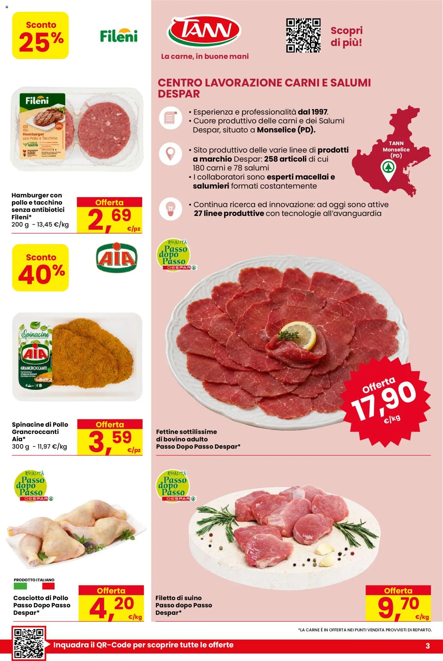 Volantino Despar del 20/08/2026 | Pagina: 3 | Prodotti: Pollo, Suino, Tacchino, Hamburger