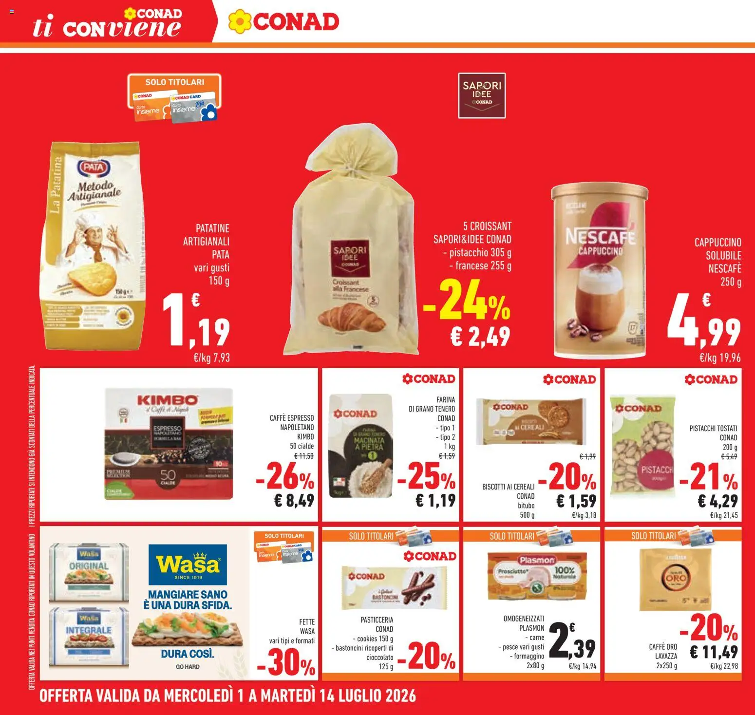 Volantino Conad del 01/07/2026 | Pagina: 32 | Prodotti: Caffè, Biscotti, Croissant, Lavazza