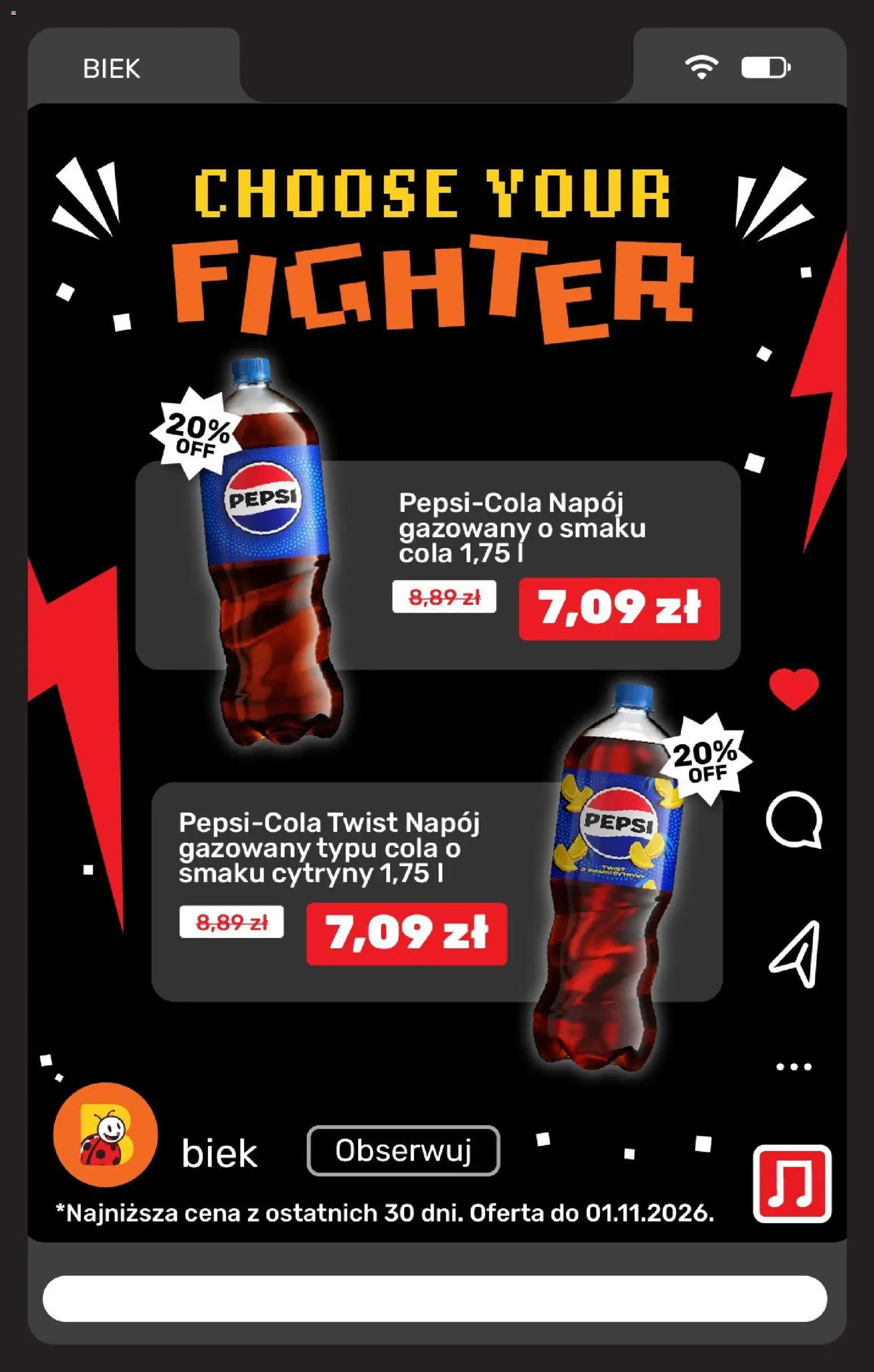 Biedronka Polsko leták - Biek od 30.10.2026 | Strana: 14 | Produkty: Pepsi, Cola