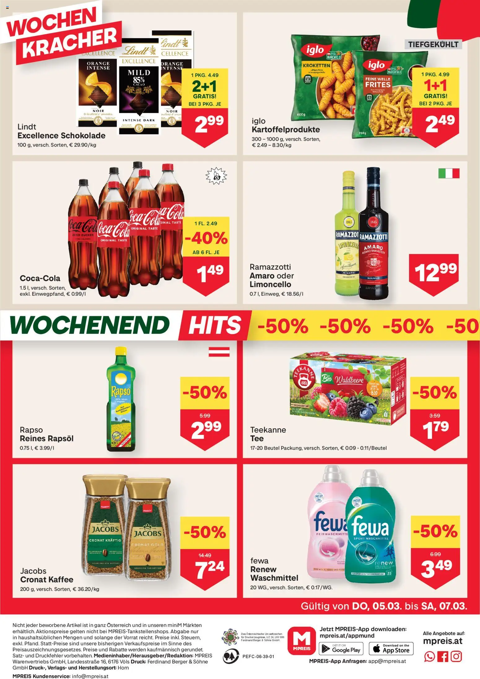 MPREIS Flugblatt gültig ab 05.03.2026 | Seite: 12 | Produkte: Zucker, Kaffee, Schokolade, Waschmittel