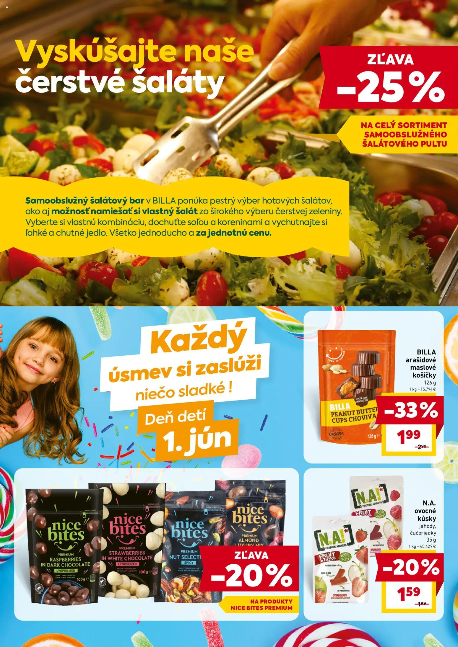 Nové Billa akcie – leták je platný od 20.05.2026 | Strana: 2 | Produkty: Čučoriedky, Šalát