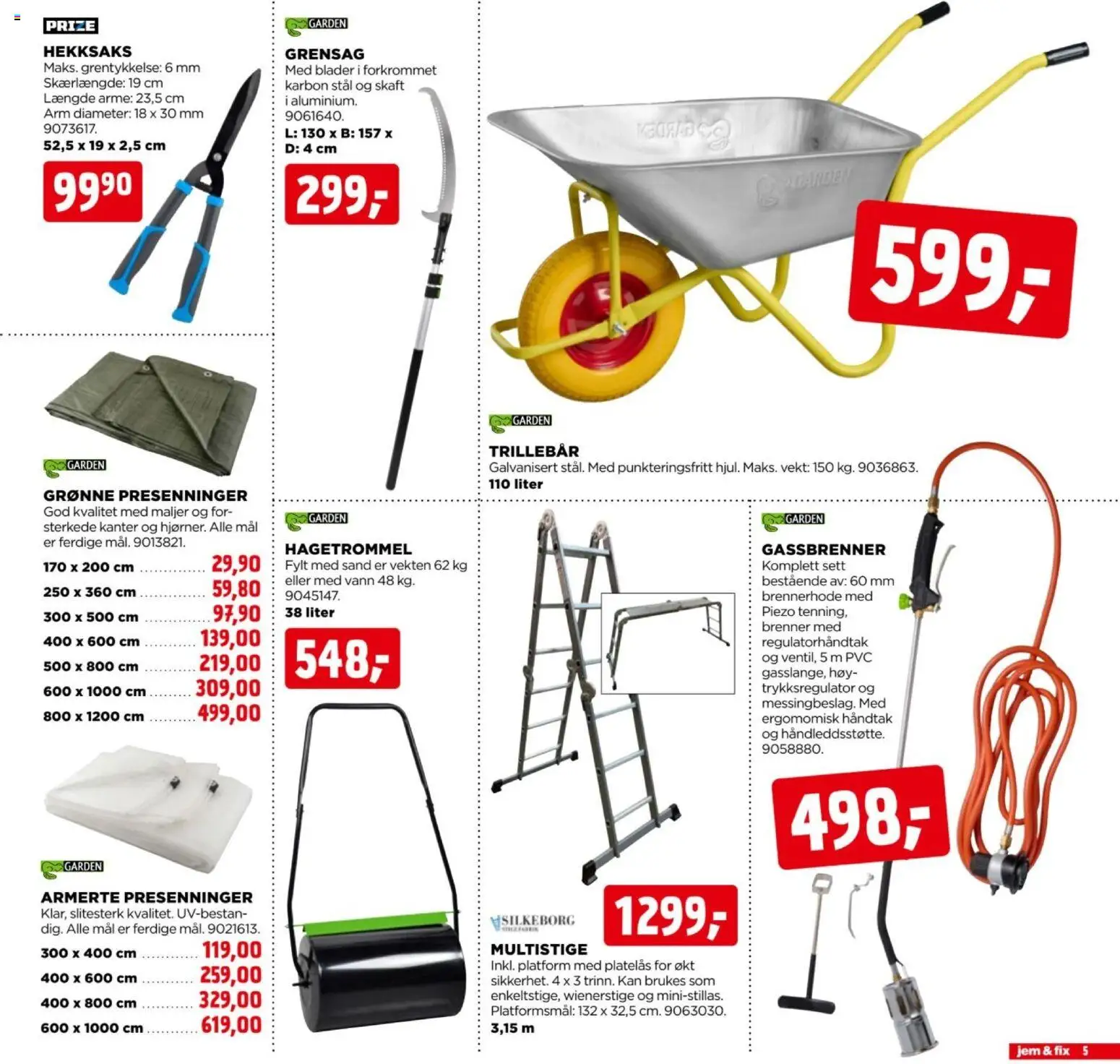 {H1} | Side: 5 | Produkter: Hekksaks, Vekt, Vann, Håndtak