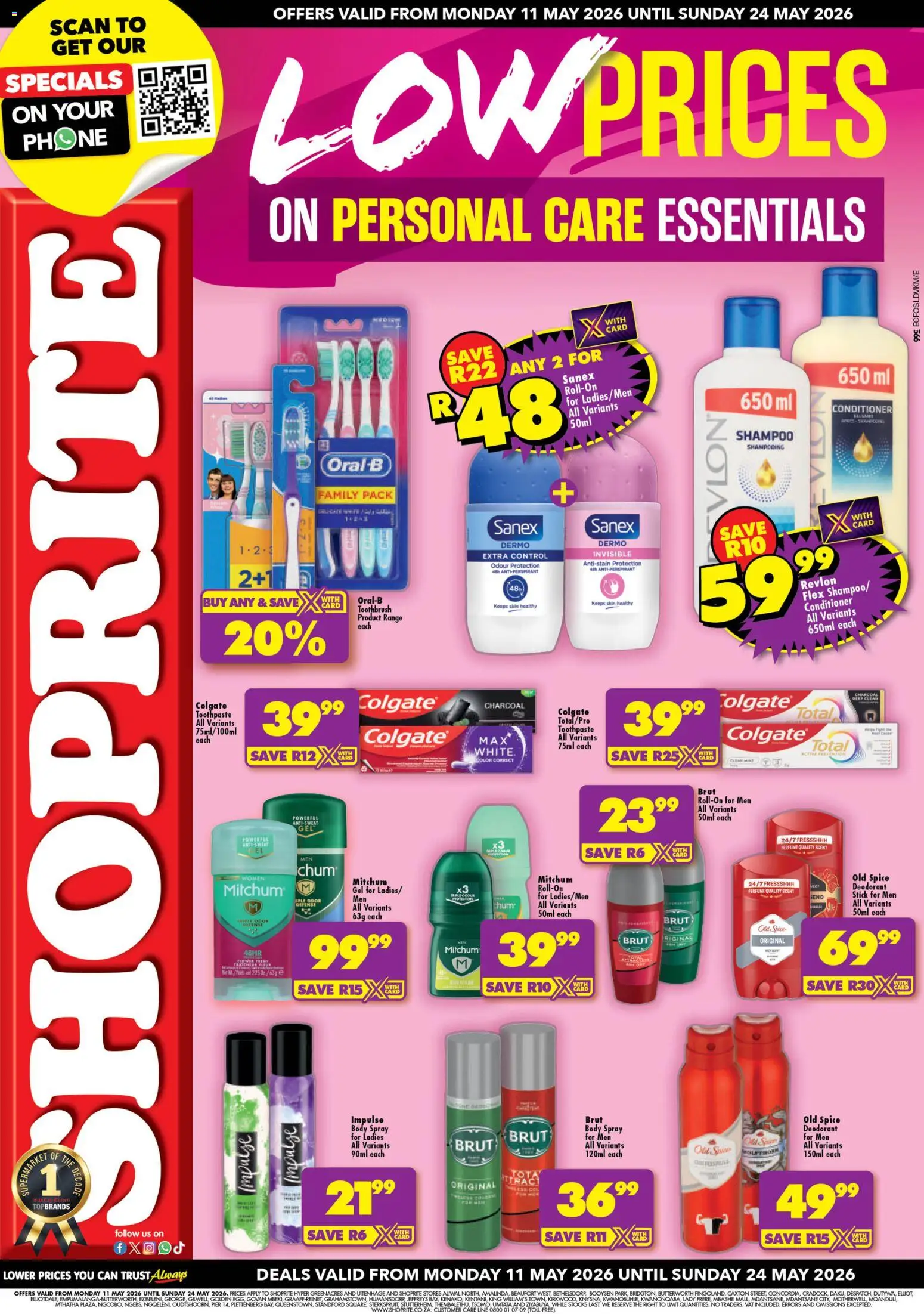 New Shoprite catalogue – valid from 11.05.2026 | Page: 1 | Products: Body spray, Perfume, Antiperspirant, Toothpaste