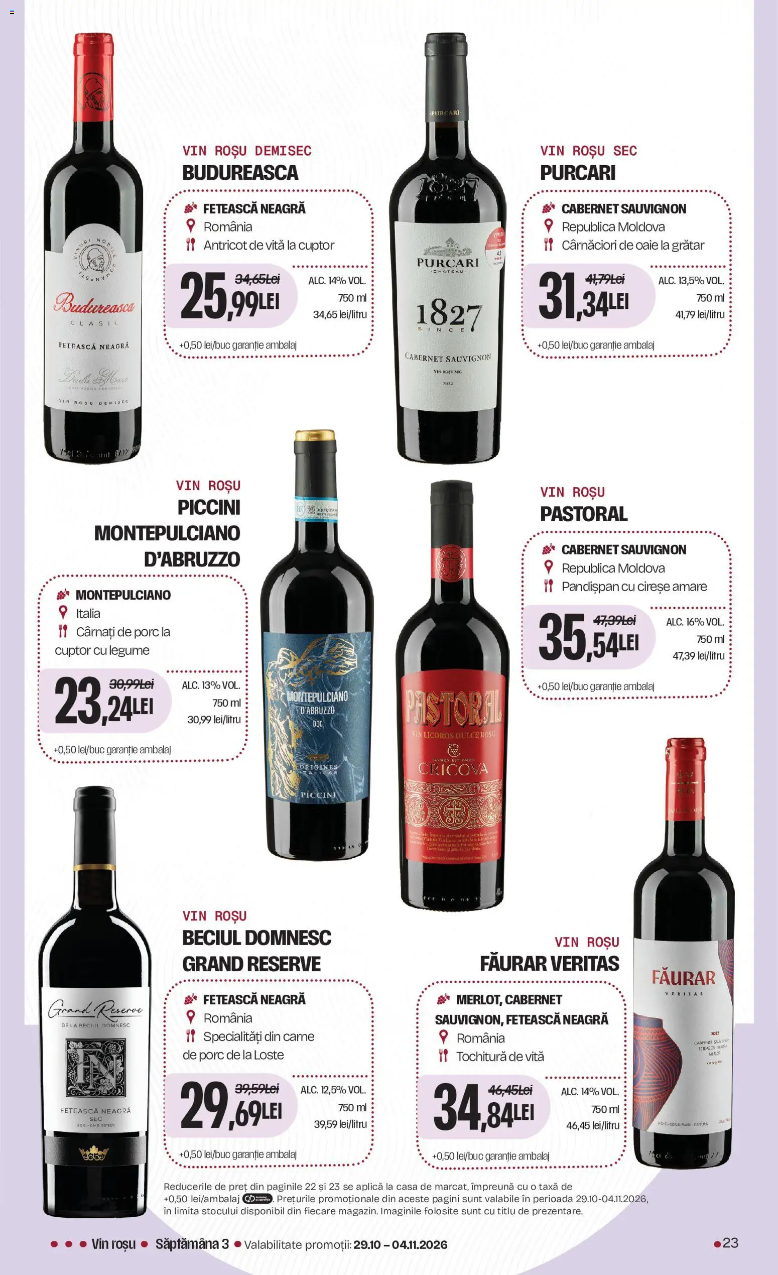 Noul catalog Mega Image – valabil de la 15.10.2026 | Pagină: 23 | Produse: Vin rosu, Grătar, Antricot de vita, Vin