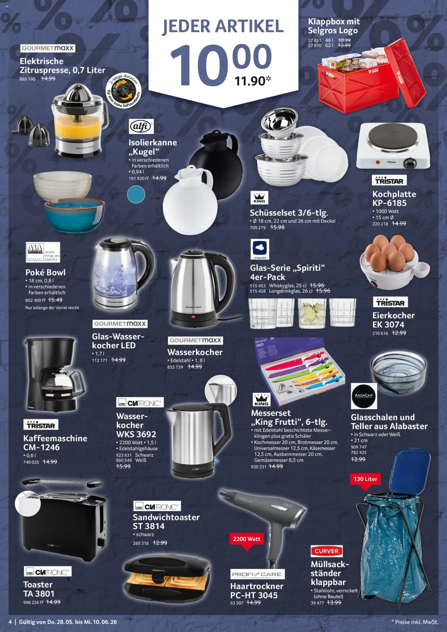 Selgros Haushalt Sonderverkauf – gültig ab 28.05.2026 | Seite: 4 | Produkte: Kaffeemaschine, Wasserkocher, Kocher, Wasser