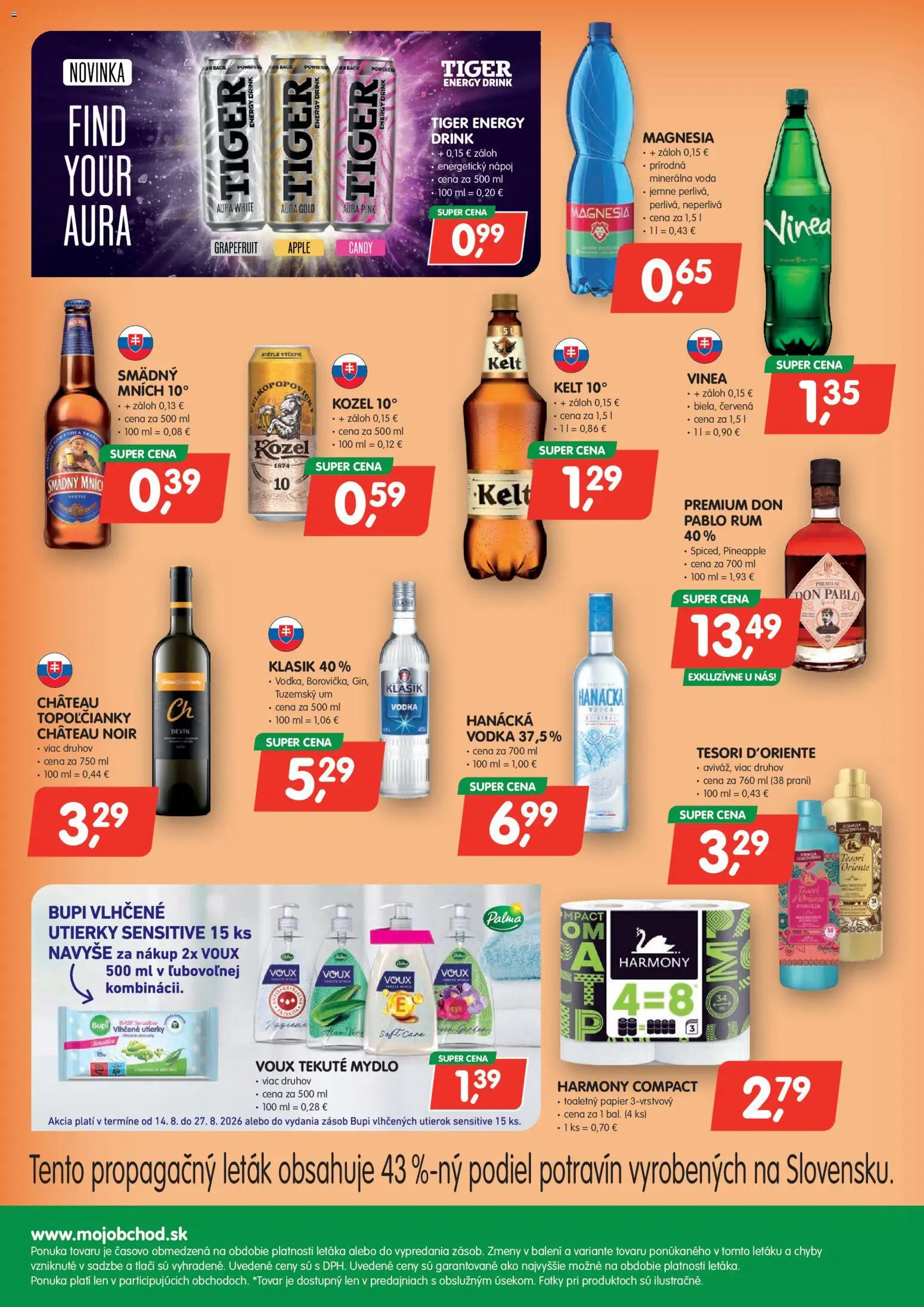 Nové Môj obchod akcie – leták je platný od 14.08.2026 | Strana: 4 | Produkty: Apple, Mydlo, Voda, Vinea
