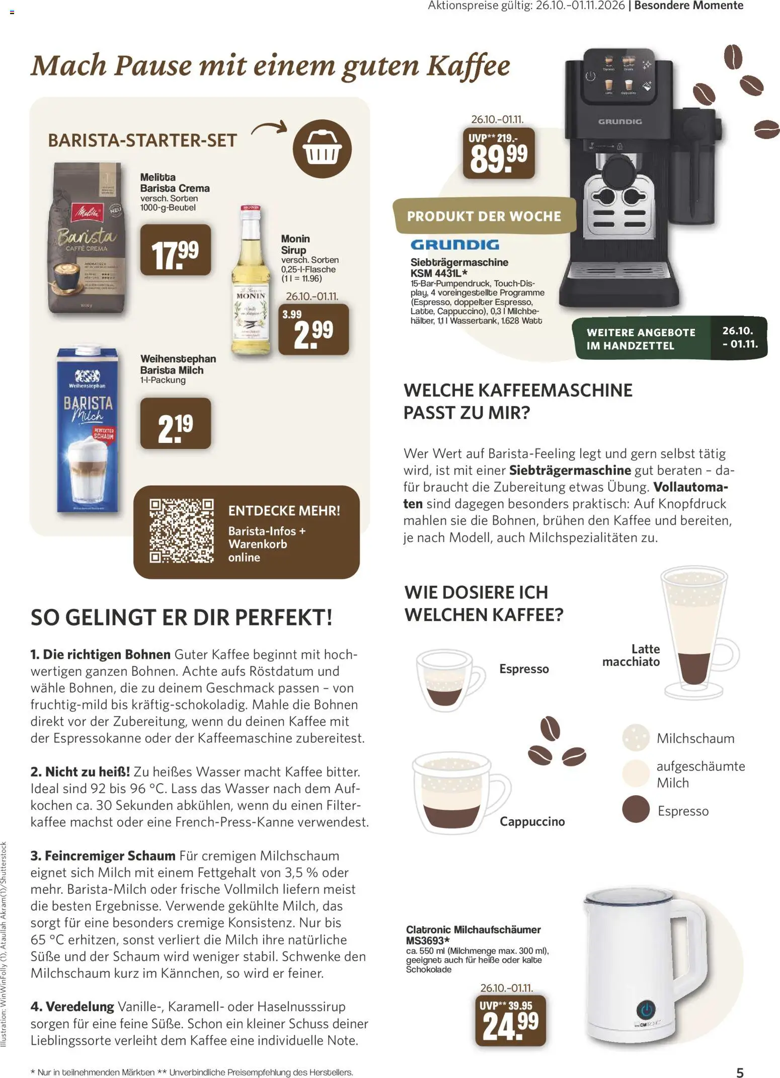 Famila Nordwest myTime November 2026 – gültig ab 26.10.2026 | Seite: 5 | Produkte: Kaffeemaschine, Kaffee, Sirup, Wasser