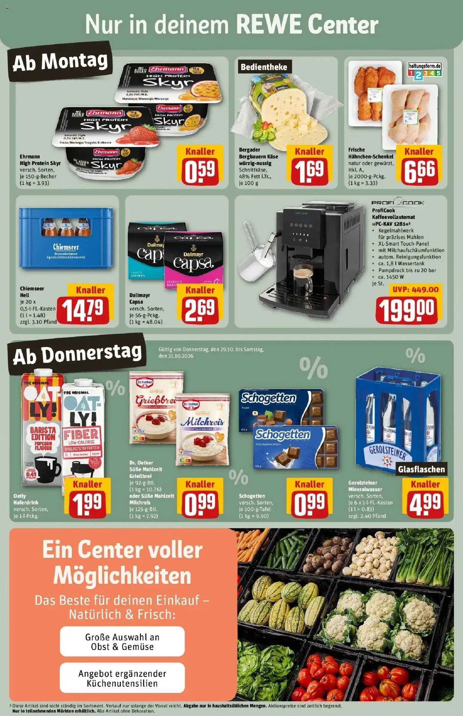 REWE Prospekt ab 26.10.2026 zum Blättern » Angebote | Seite: 3 | Produkte: Käse, Dallmayr, Schogetten, Kaffeevollautomat