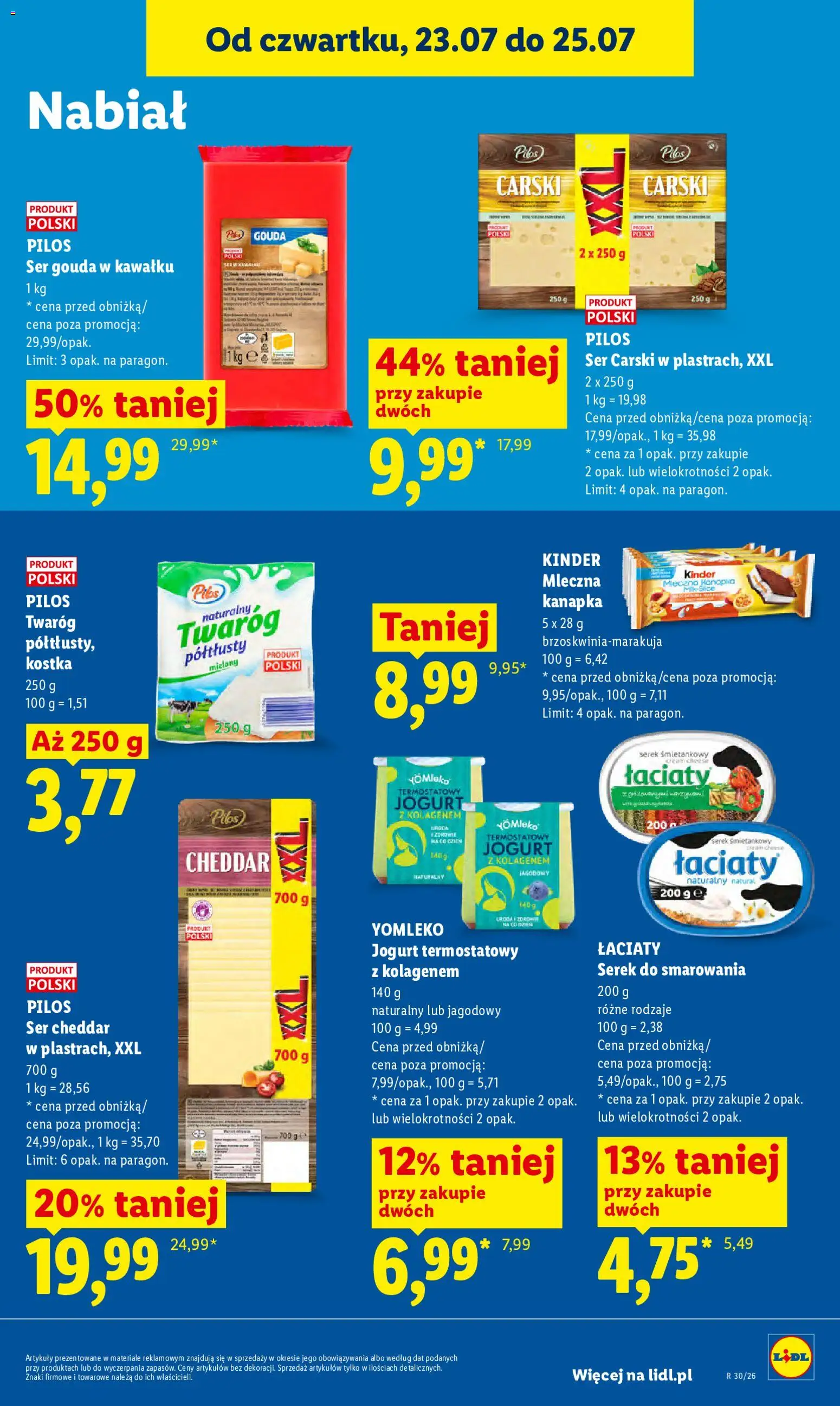 Lidl Polsko leták od 23.07.2026 | Strana: 69 | Produkty: Jogurt, Cream cheese, Kinder, Cheddar
