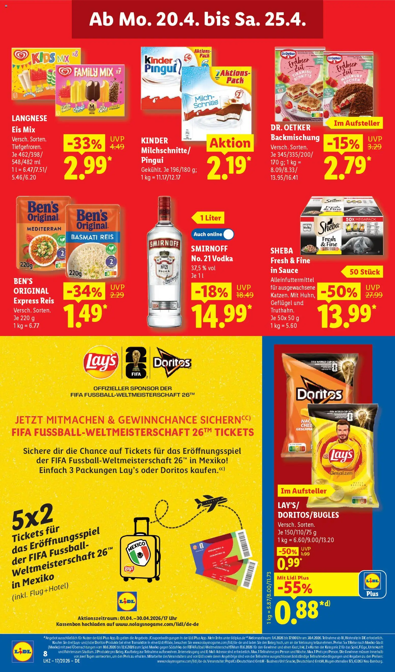 Lidl Německo leták od 20.04.2026 | Strana: 16 | Produkty: Tiramisu, Vodka, Basmati, Kinder