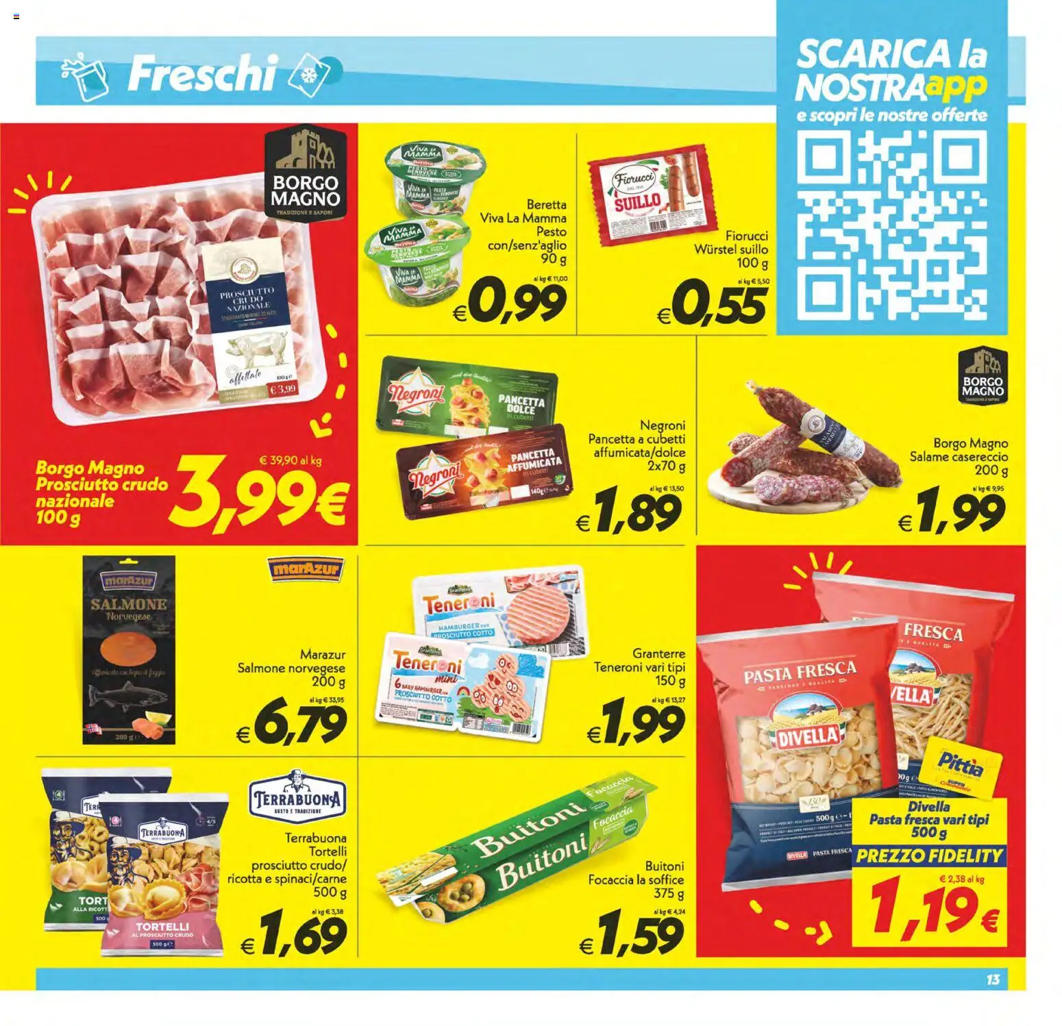 Volantino SuperConveniente del 08.05.2026 | Pagina: 13 | Prodotti: Prosciutto, Pasta, Wurstel, Ricotta