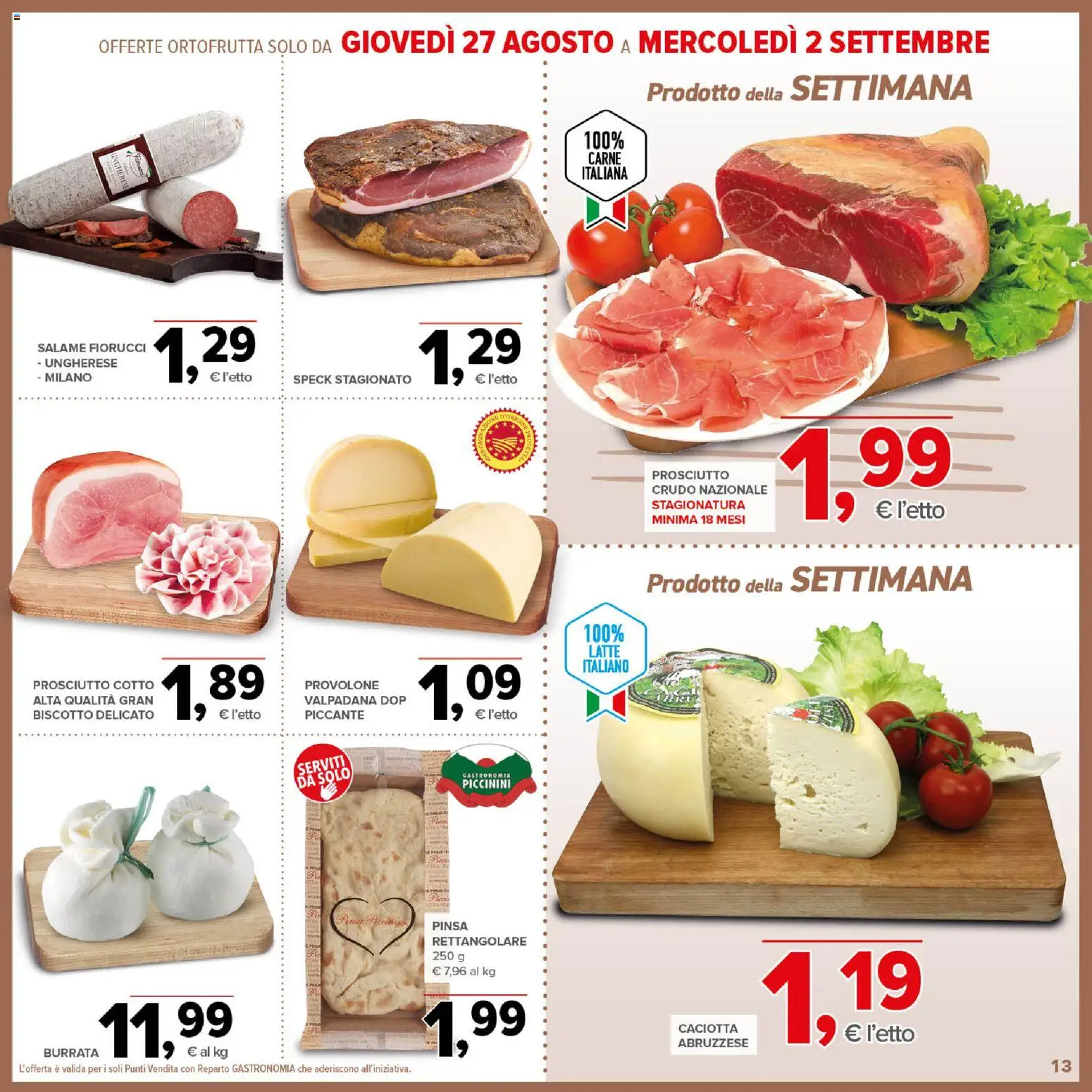 Volantino Todis del 20/08/2026 | Pagina: 13 | Prodotti: Prosciutto Cotto, Latte, Prosciutto, Burrata
