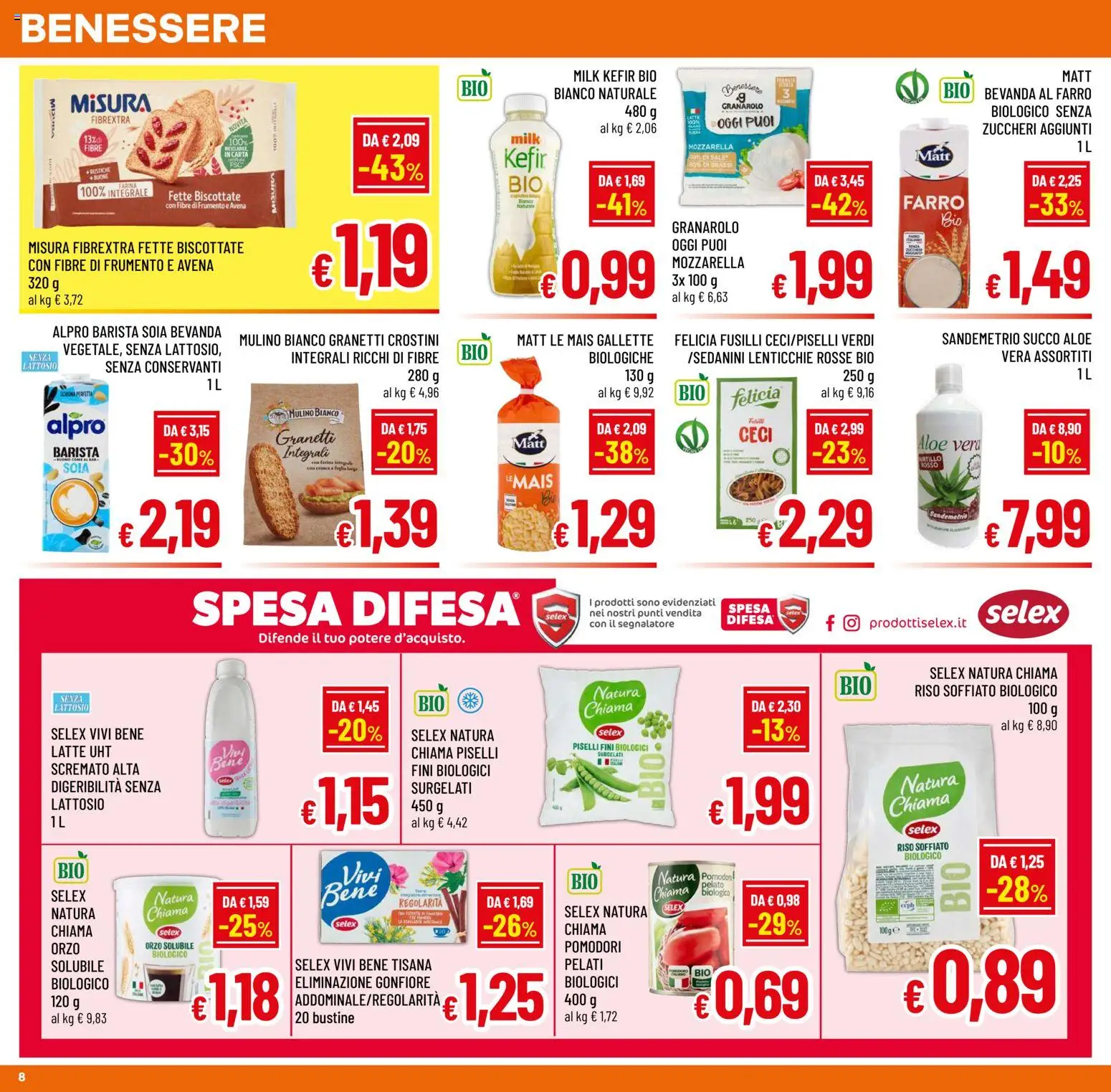 Volantino A&O del 16/09/2026 | Pagina: 8 | Prodotti: Kefir, Lenticchie, Gallette, Piselli