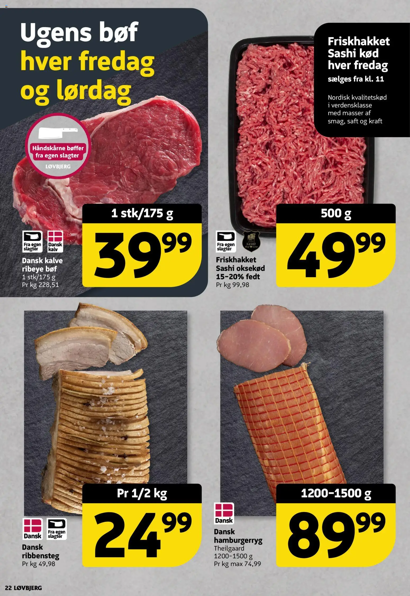 Løvbjerg tilbudsavis – gyldig fra 16/10/2026 | Side: 22 | Produkter: Bøffer, Oksekød, Hamburgerryg