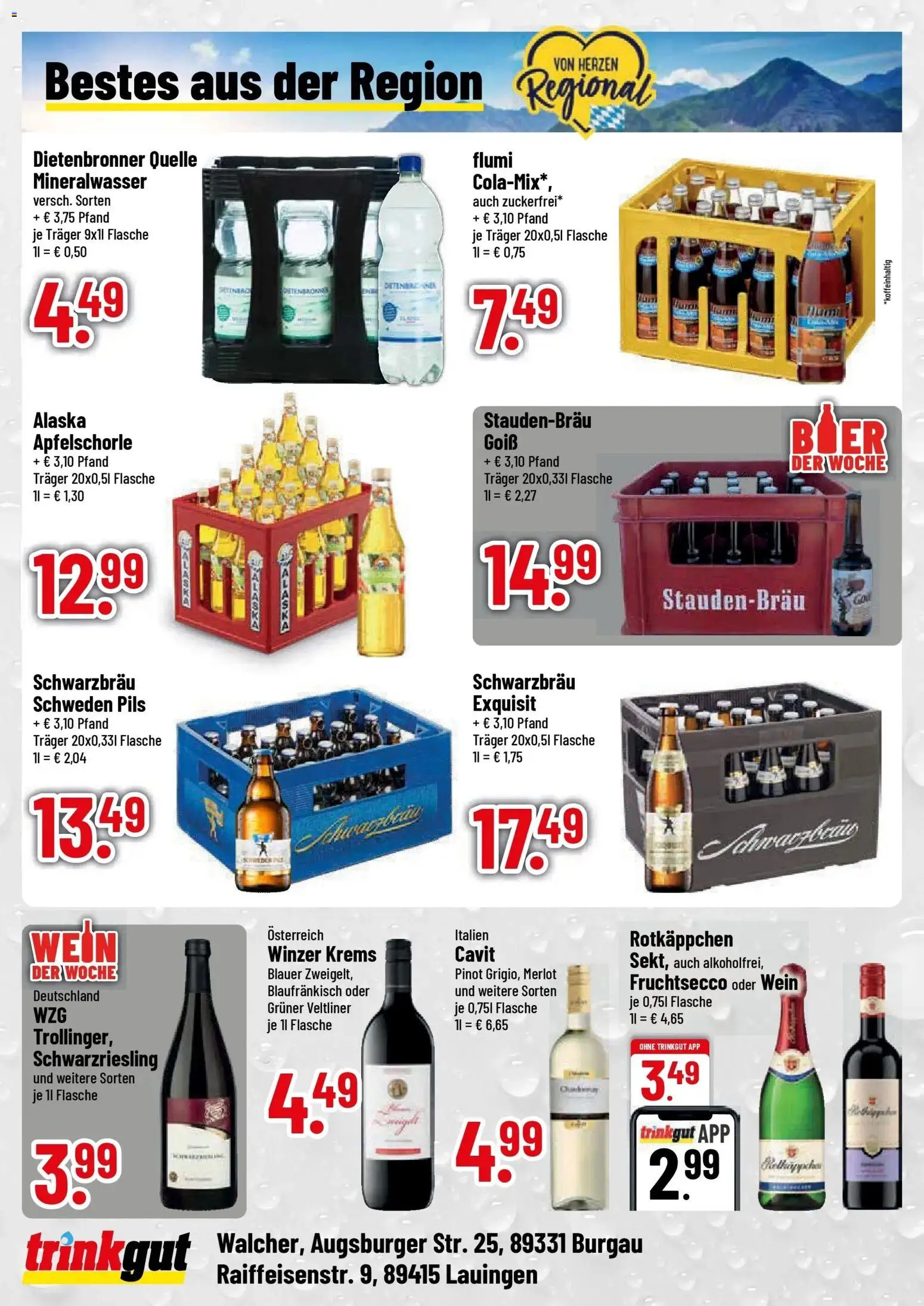 Trinkgut - trinkgut: Wochenangebote (ab 05.10.2026) » Angebote online | Seite: 4 | Produkte: Merlot, Pils, Mineralwasser, Rotkäppchen