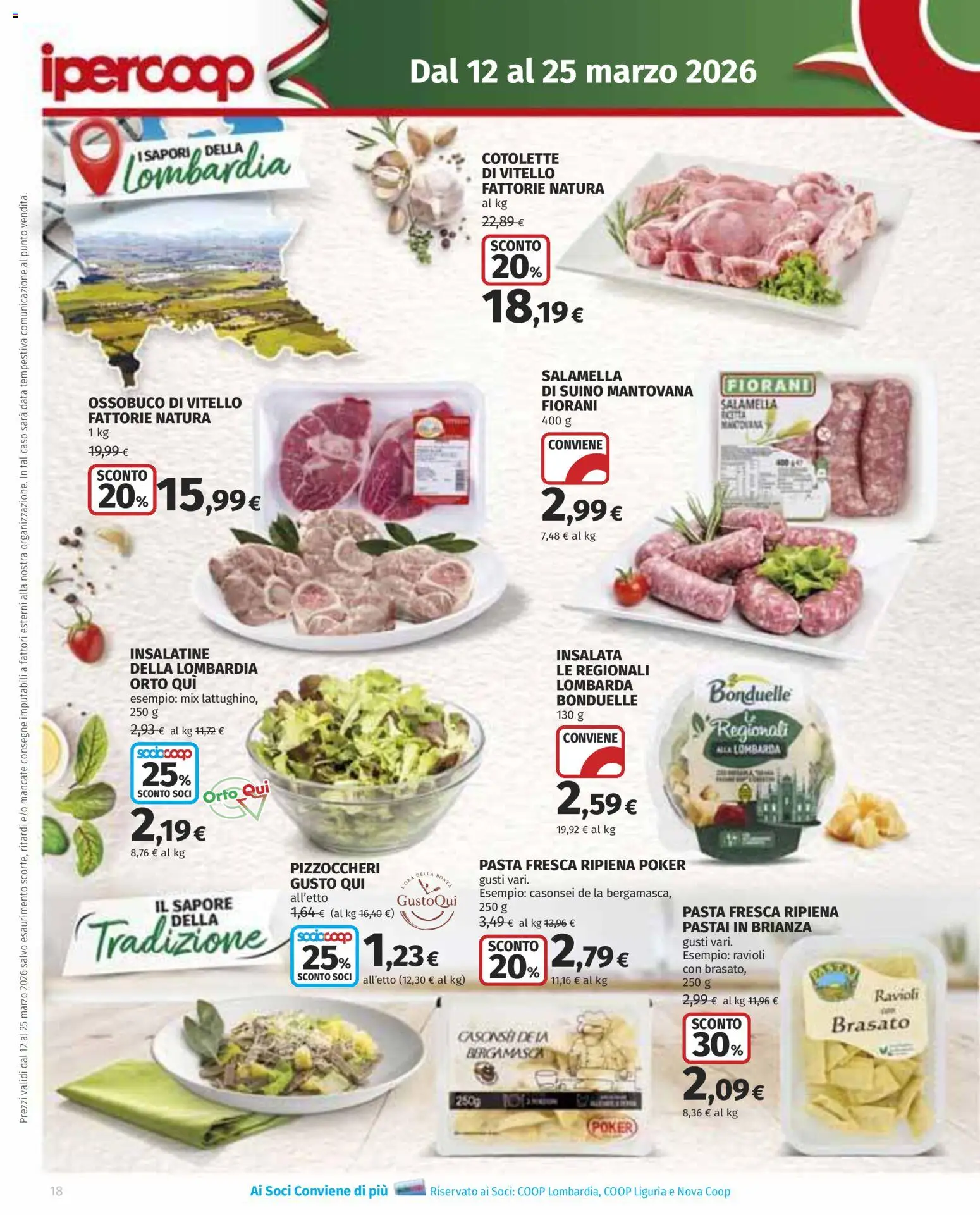 Volantino Ipercoop del 12.03.2026 | Pagina: 18 | Prodotti: Pasta, Data, Vitello, Ravioli
