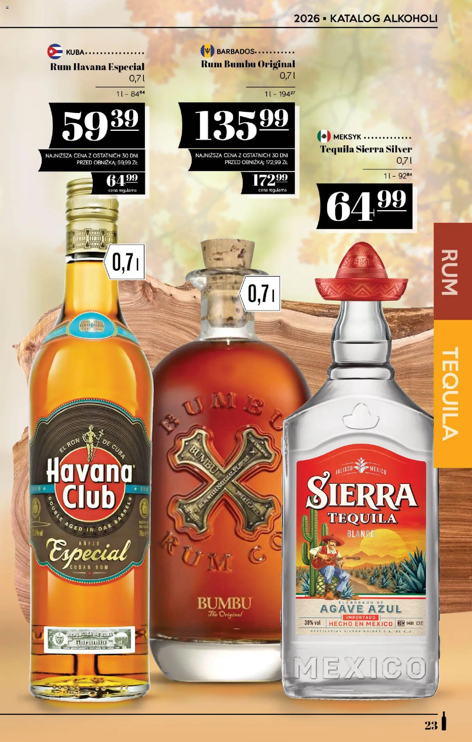 POLOmarket katalog - Alkoholi od 24.09.2026 | Strona: 23 | Produkty: Tequila Sierra Silver, Tequila, Rum, Havana